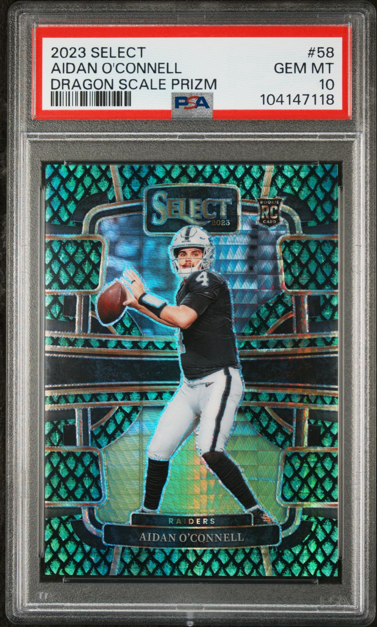2023 Panini Select #58 Aidan O'Connell Prizm Dragon Scale PSA 10