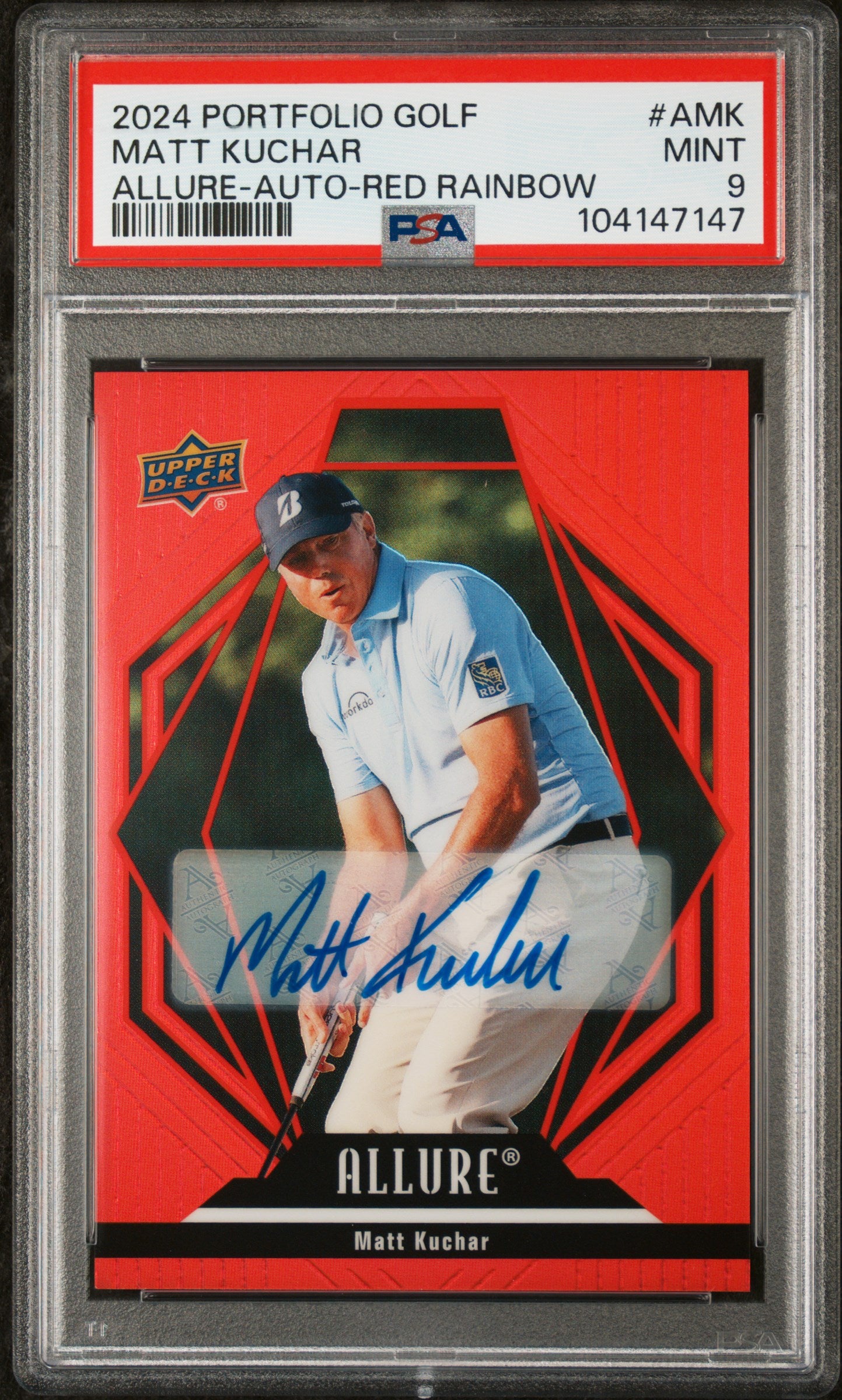 2024 Upper Deck Portfolio Allure Red Matt Kuchar #AMK Auto /149 PSA 9