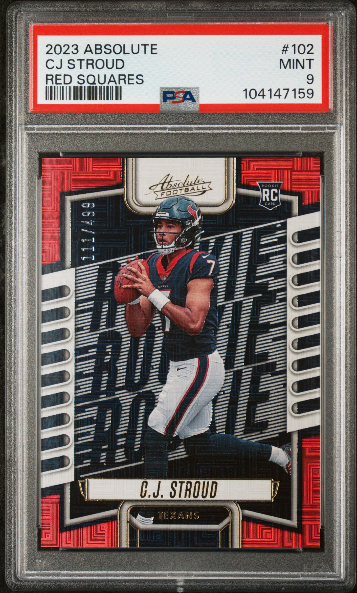 2023 Panini Absolute Red Squares CJ Stroud #102 /499 /99 PSA 9