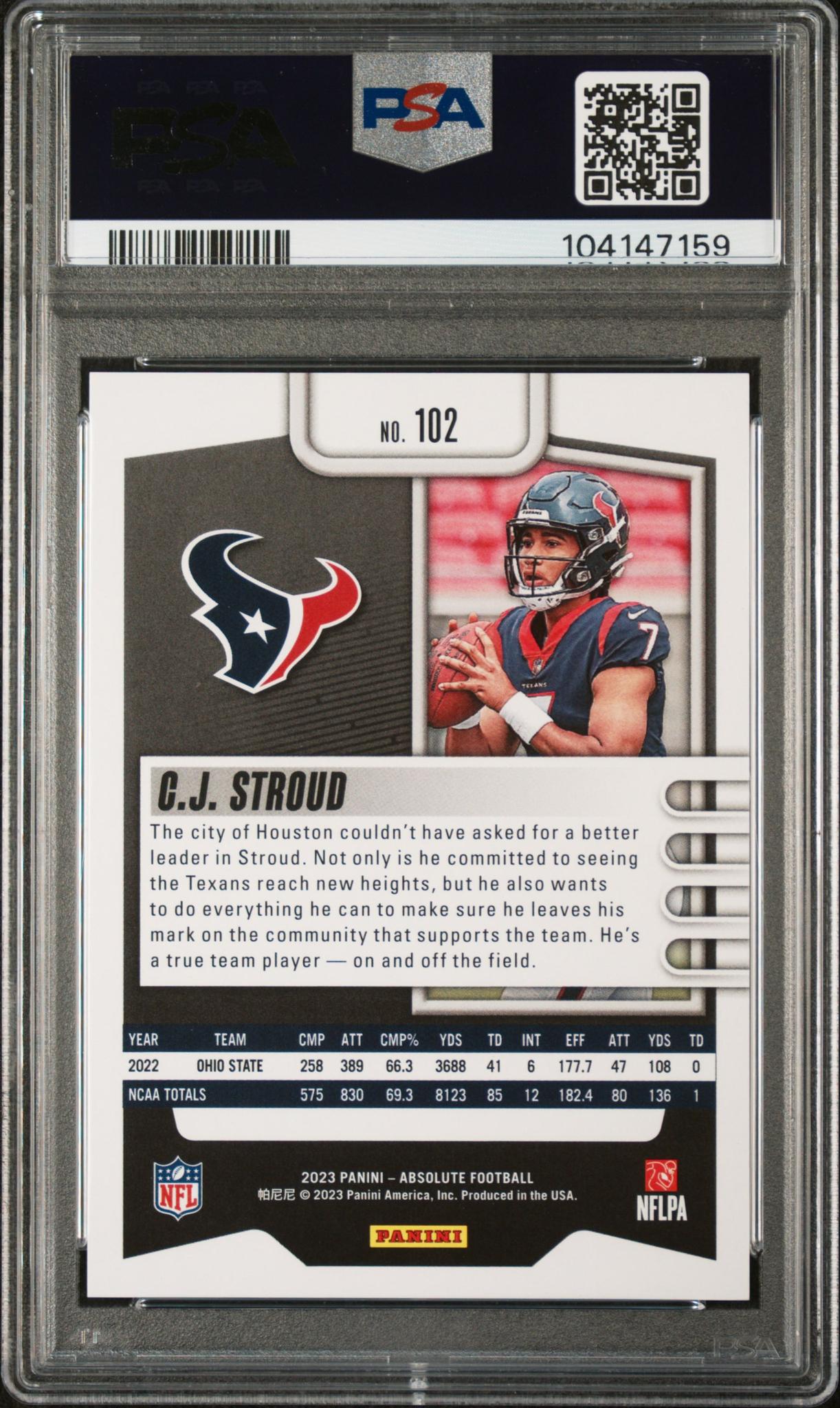 2023 Panini Absolute Red Squares CJ Stroud #102 /499 /99 PSA 9