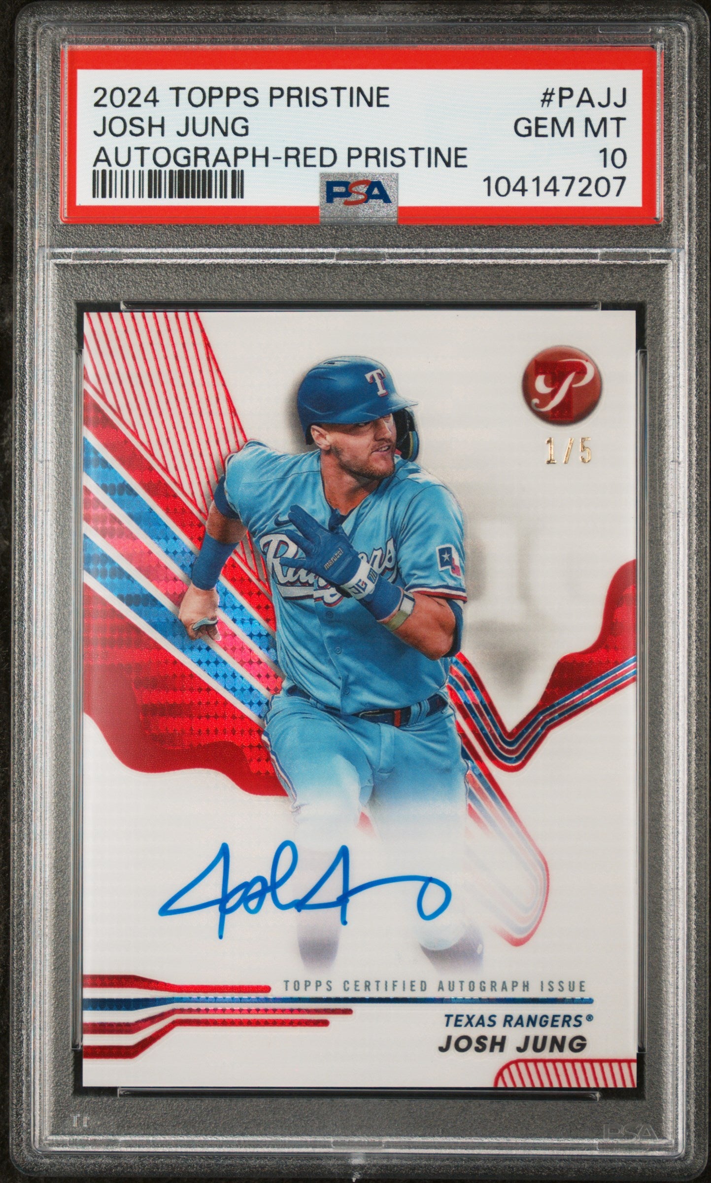 2024 Topps Pristine Red Josh Jung #PAJJ Auto /5 PSA 10