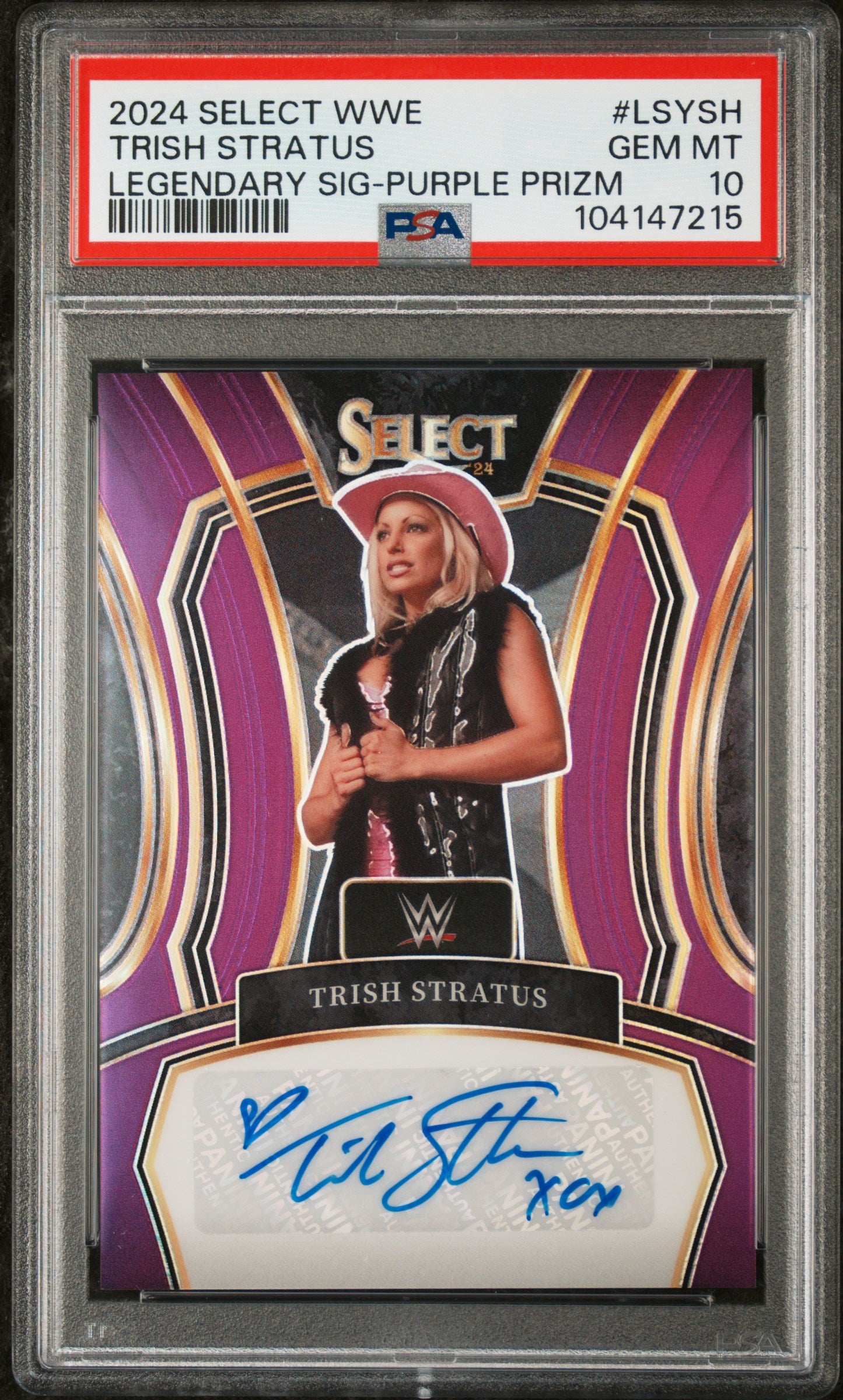 2024 Panini Select WWE Legendary Signatures #LSYSH Trish Stratus Legendary Sig-Purple Prizm PSA 10