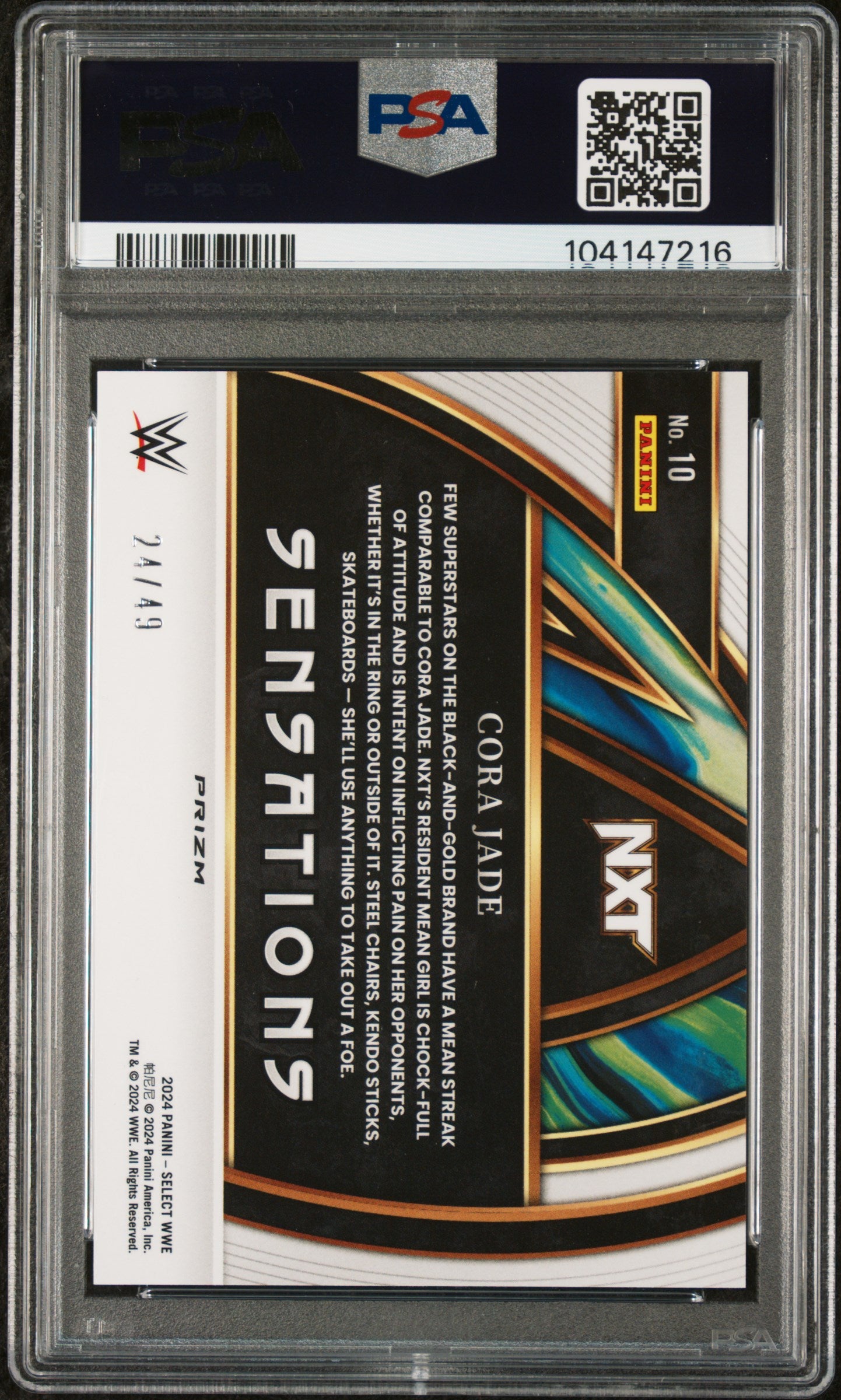 2024 Panini Select Sensations Blue Prizm Cora Jade #10 /49 PSA 10