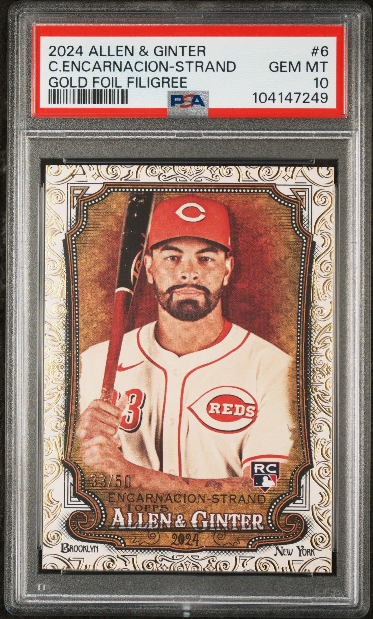 2024 Topps Allen & Ginter Gold Foil Filigree Encarnacion-Strand #6 RC /50 PSA 10