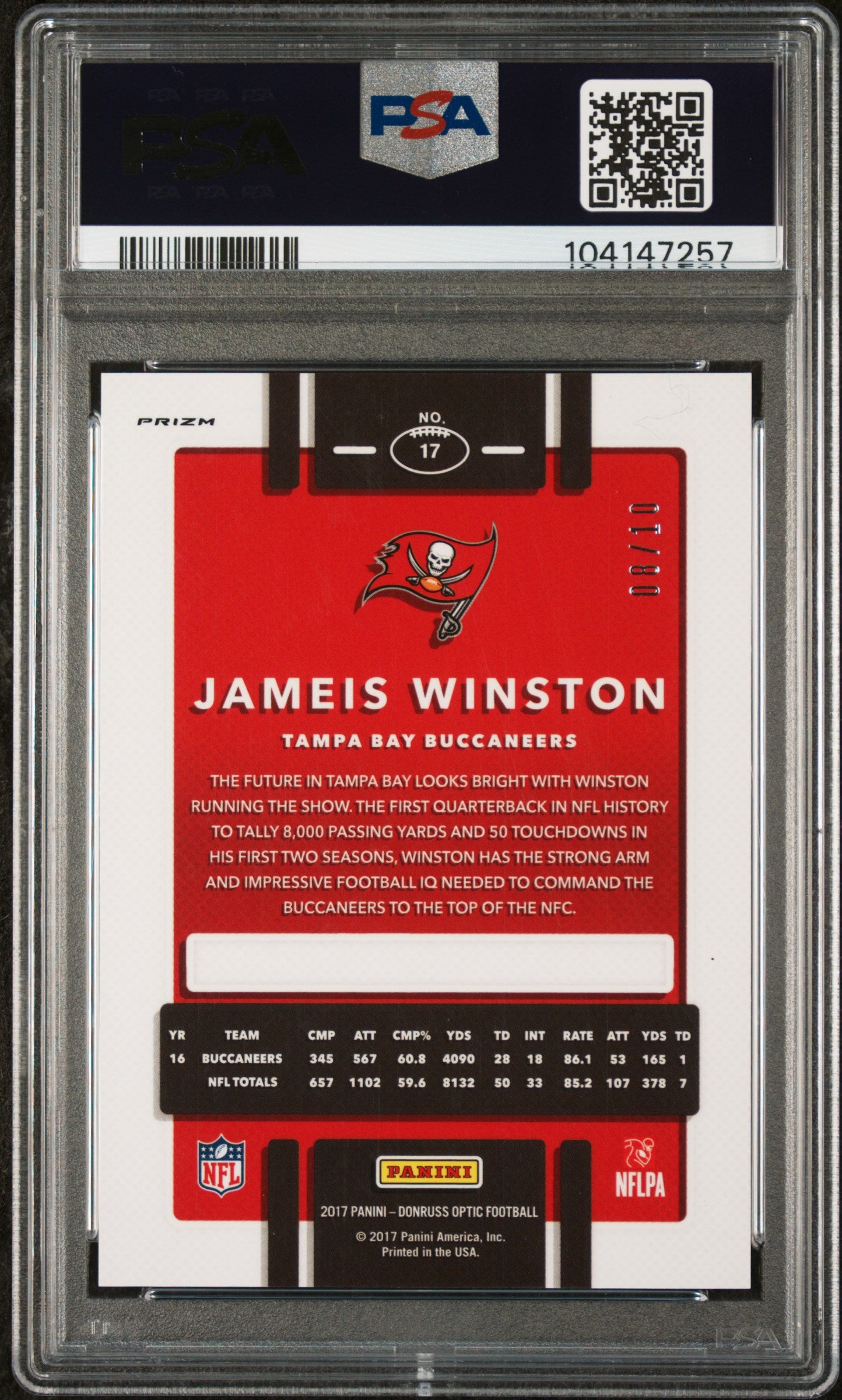 2017 Panini Donruss Optic Gold Jameis Winston #17 /10 PSA 9