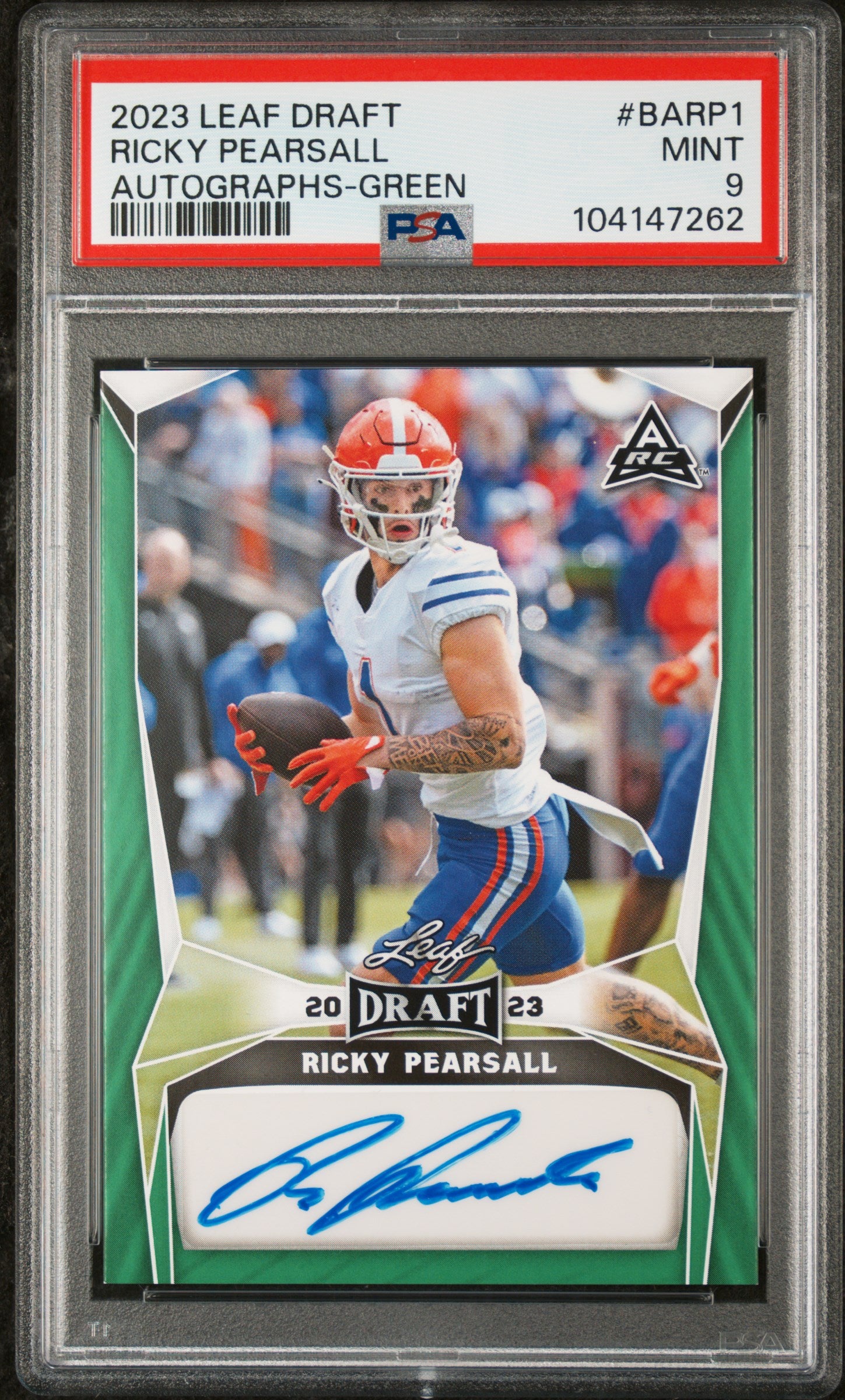 2023 Leaf Draft Autographs Green Ricky Pearsall #BARP1 PSA 9
