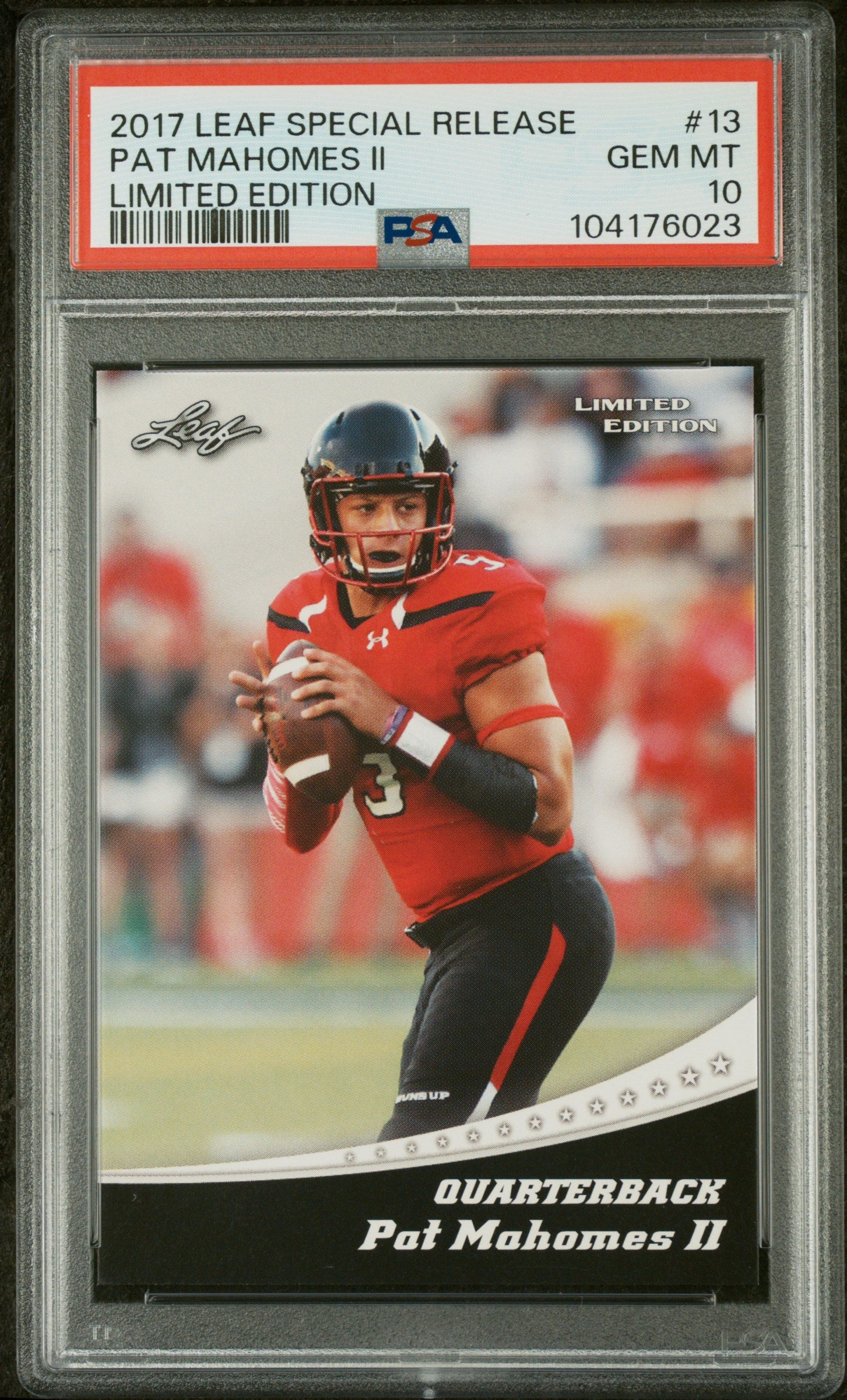 2017 Leaf Special Release Limited Edition Pat Mahomes II #13 PSA 10