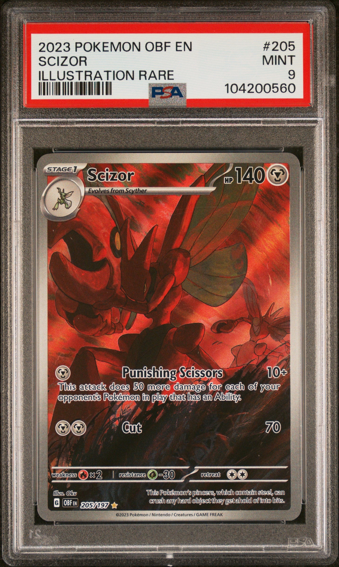 2023 Pokemon Scarlet and Violet Obsidian Flames #205 Scizor PSA 9