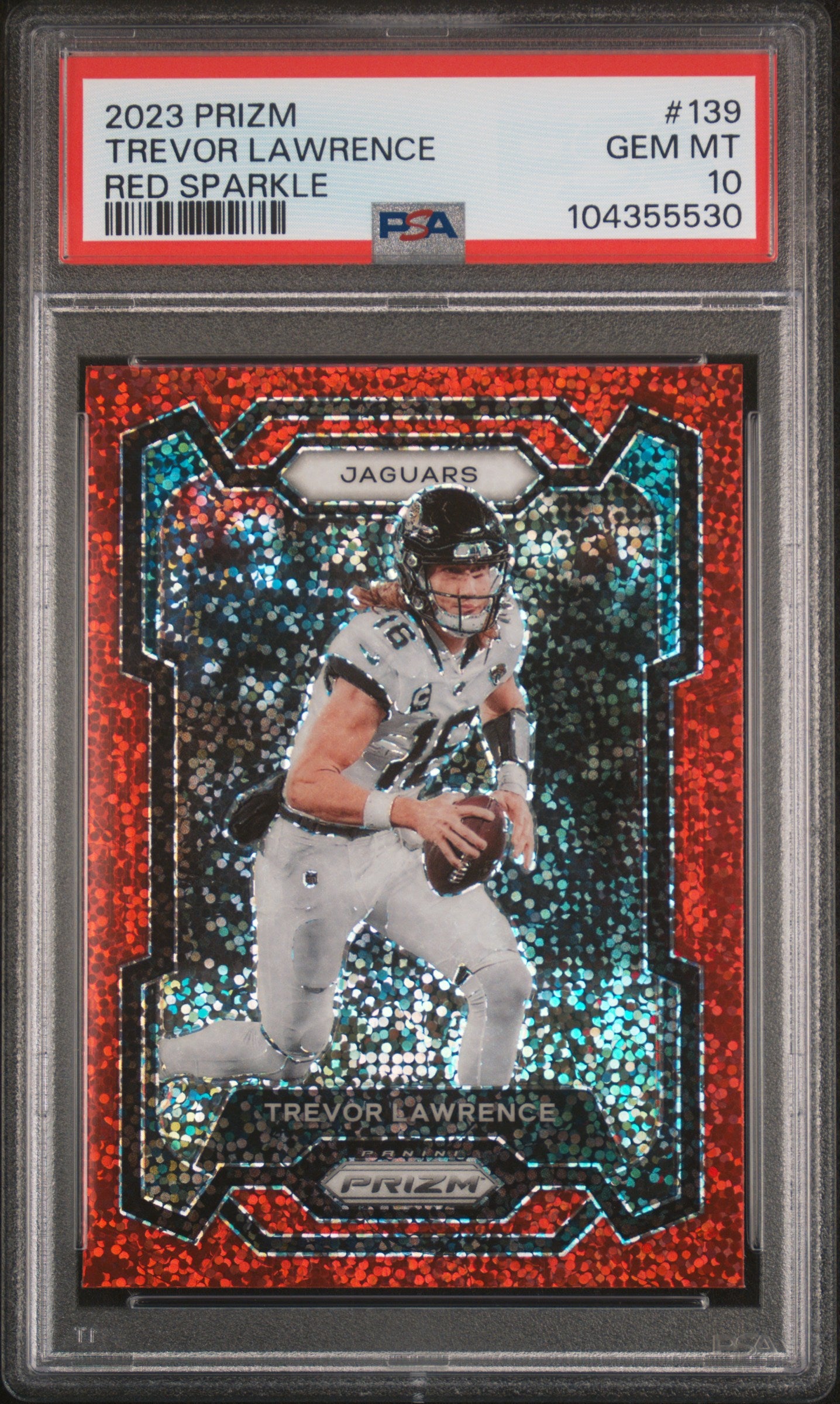 2023 Panini Prizm Red Sparkle Trevor Lawrence #139 PSA 10