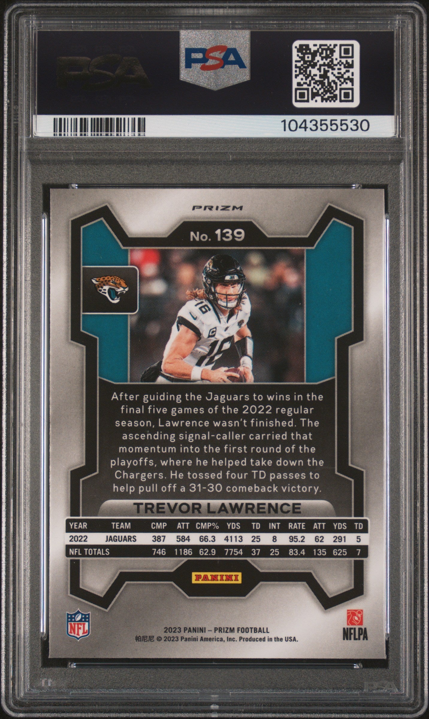 2023 Panini Prizm Red Sparkle Trevor Lawrence #139 PSA 10