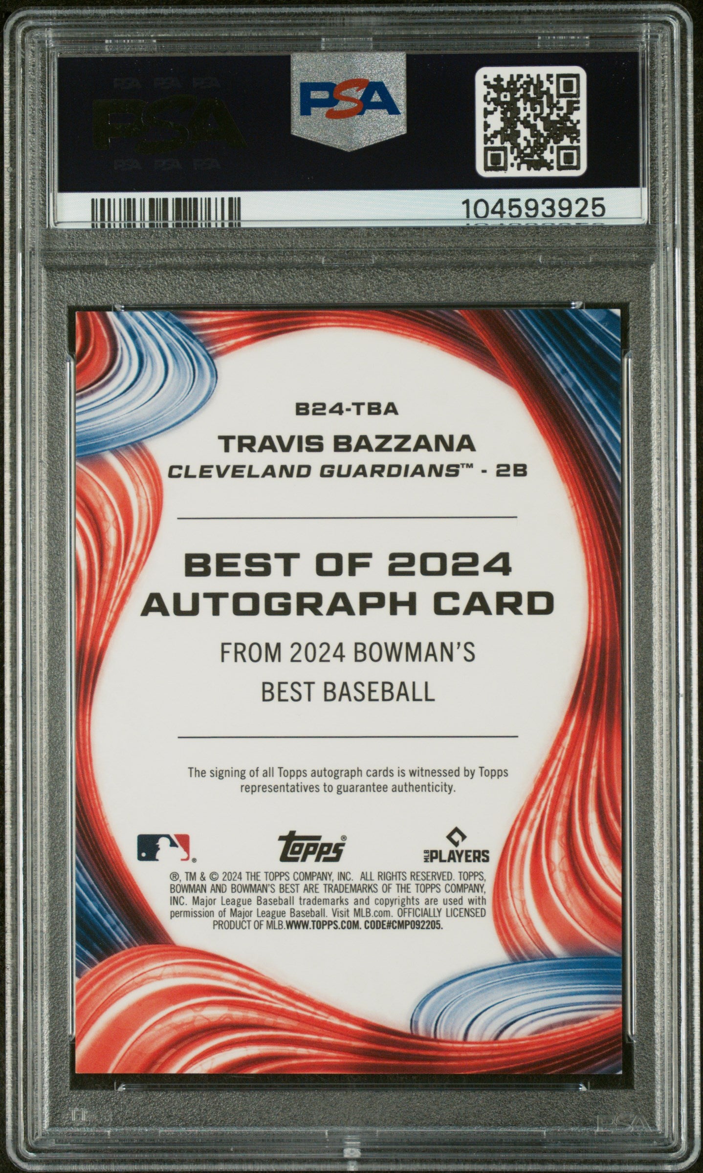 2024 Bowman's Best Best Travis Bazzana #B24TBA /25 PSA 9 Auto