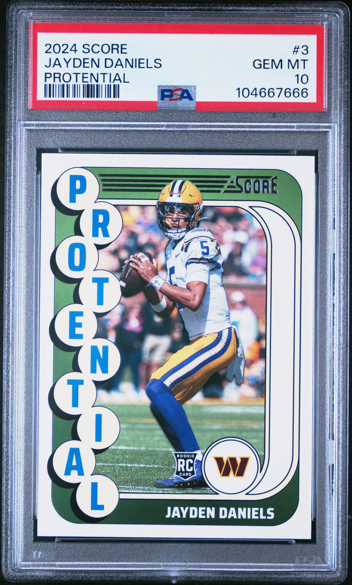 2024 Panini Score Protential Jayden Daniels #3 RC PSA 10