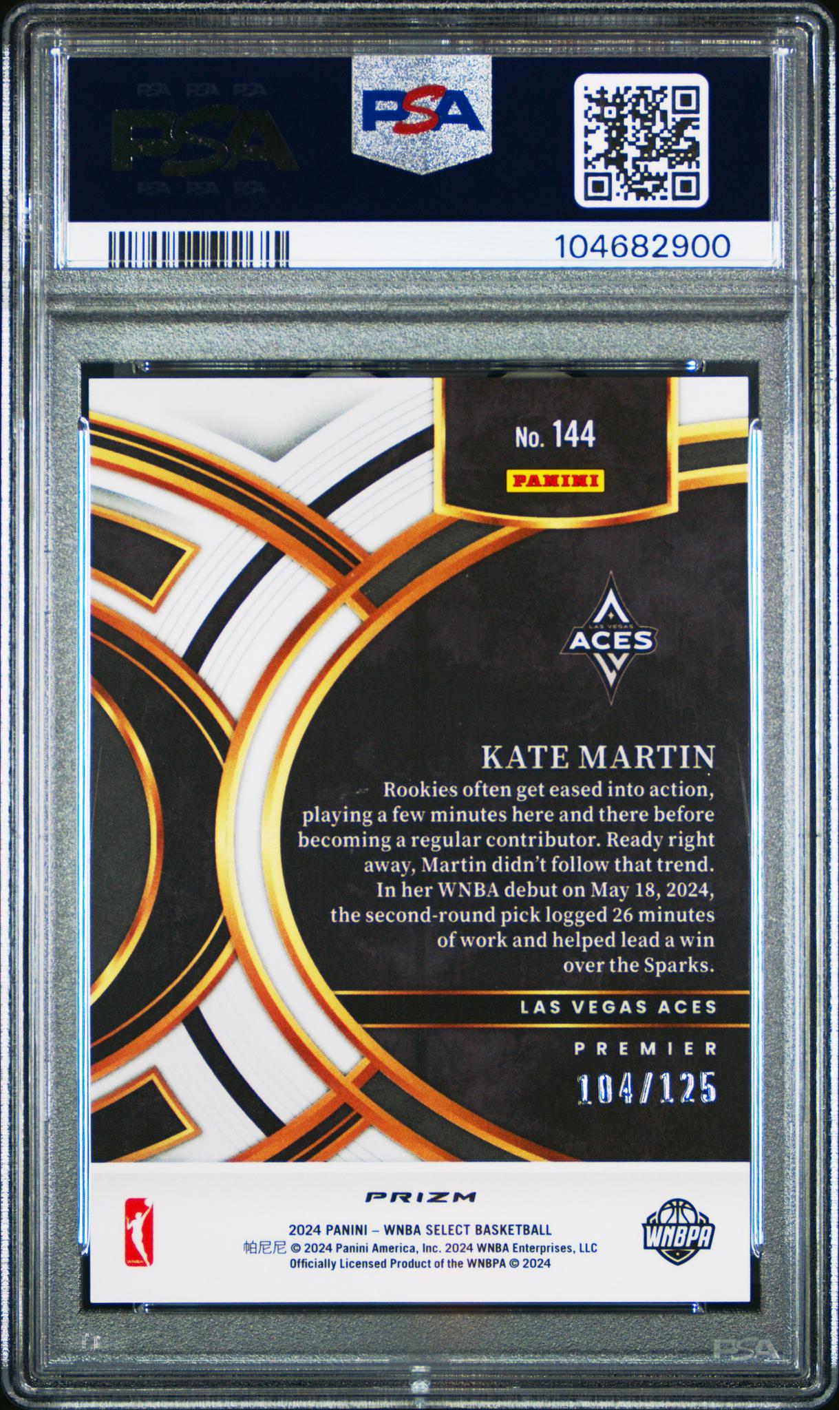 2024 Select #144 Kate Martin Orange Prizm /125 PSA 10
