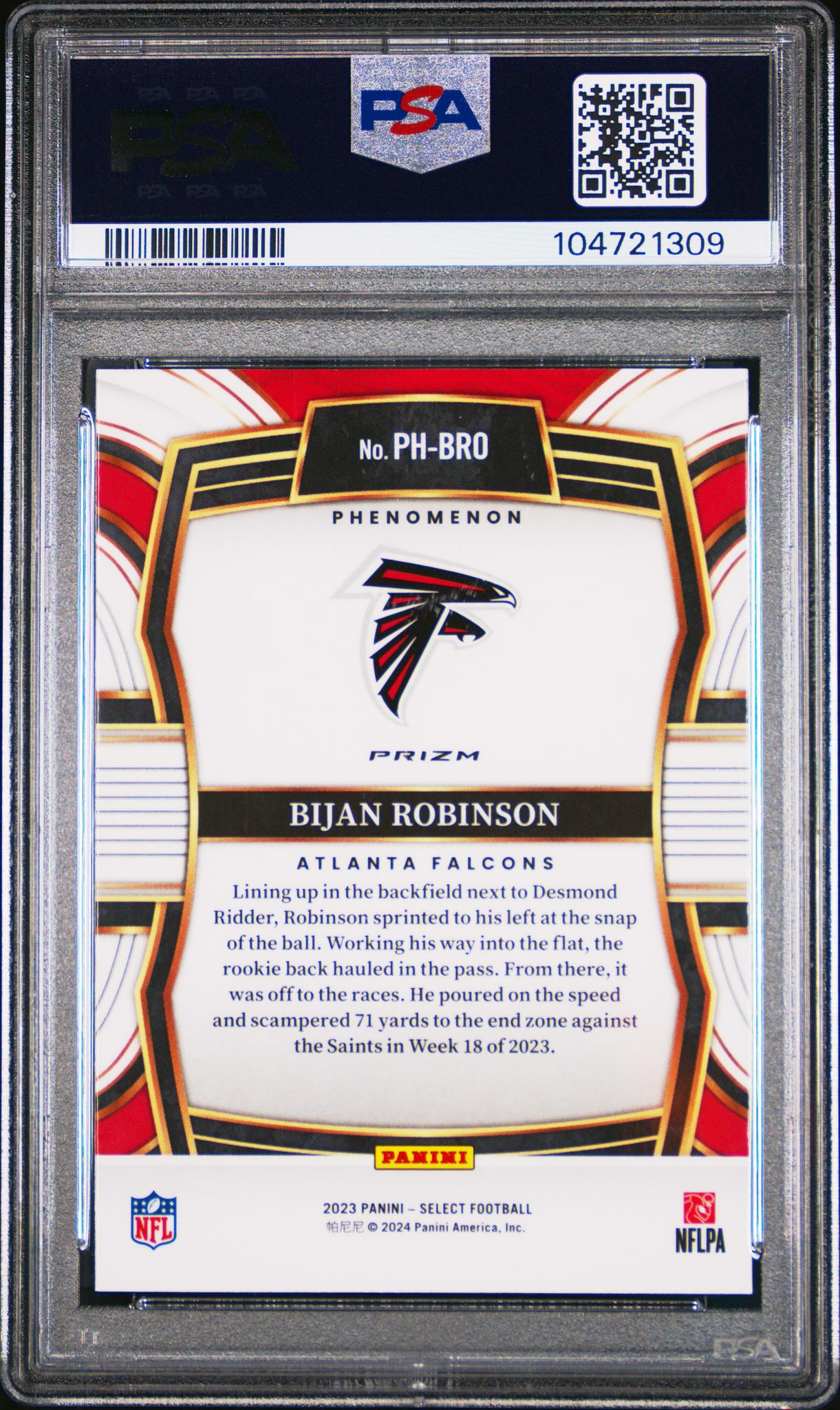 2023 Panini Select Silver Bijan Robinson #PH-BRO PSA 9