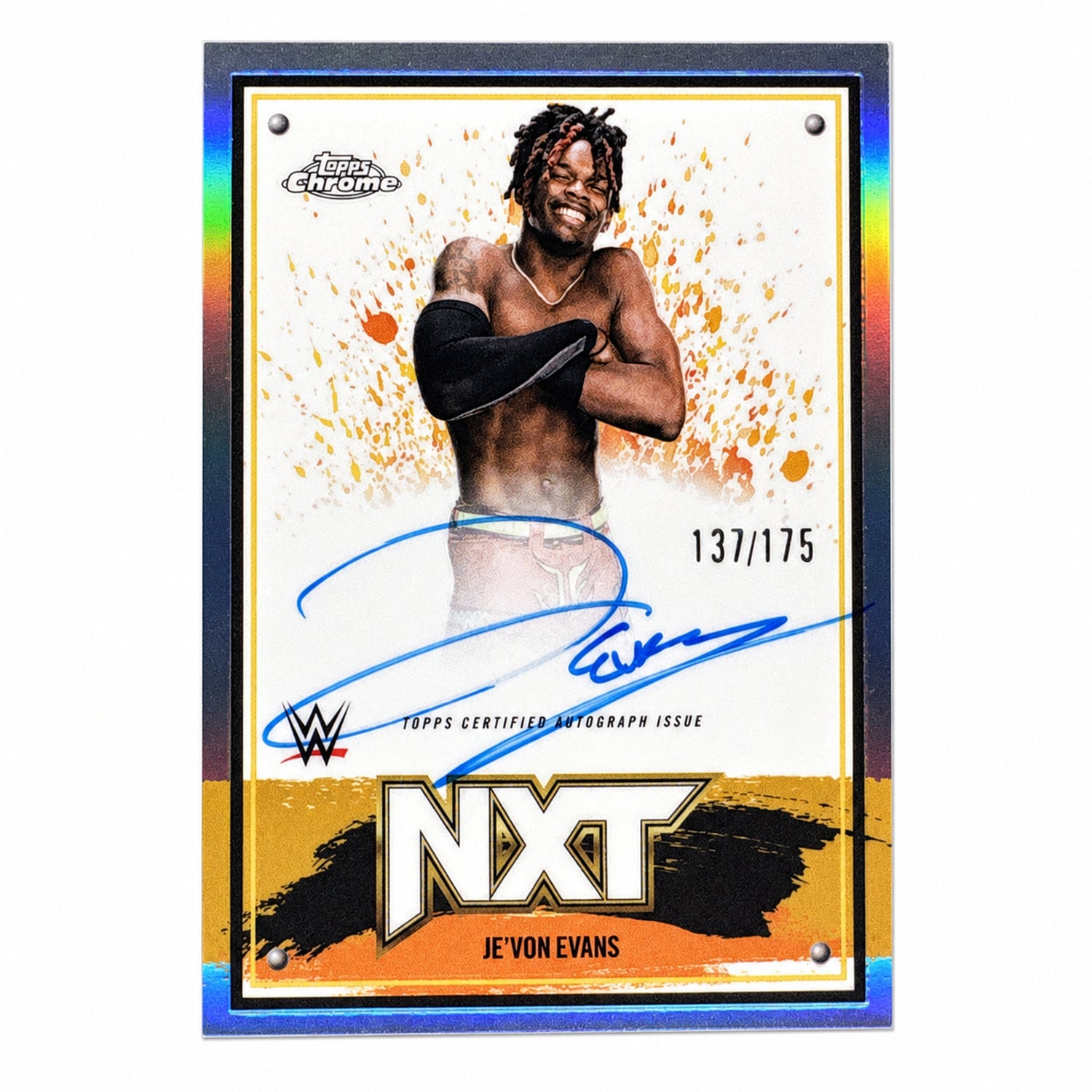 2025 Topps Chrome WWE Je'Von Evans NXT Auto Refractor /175