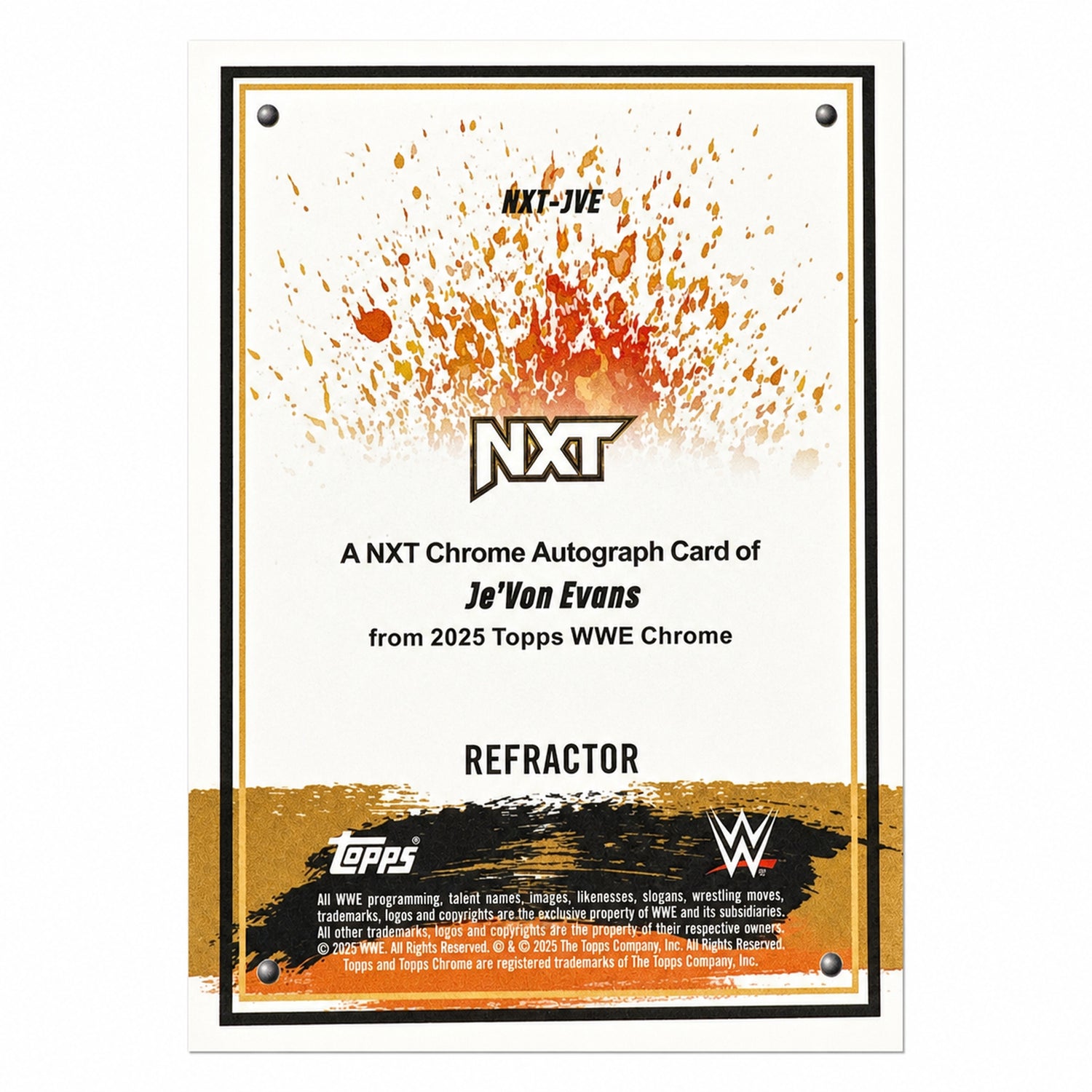 2025 Topps Chrome WWE Je'Von Evans NXT Auto Refractor /175