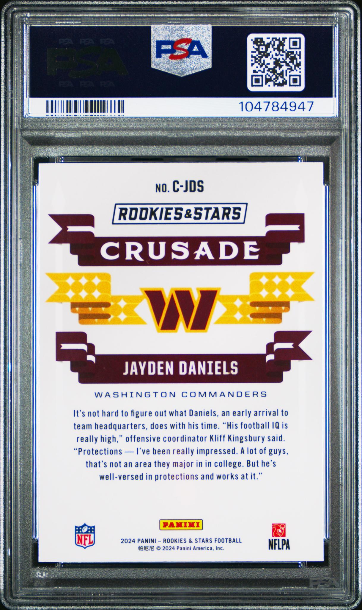 2024 Panini Rookies & Stars Crusade Red Plaid Prizm Jayden Daniels #C-JDS PSA 9
