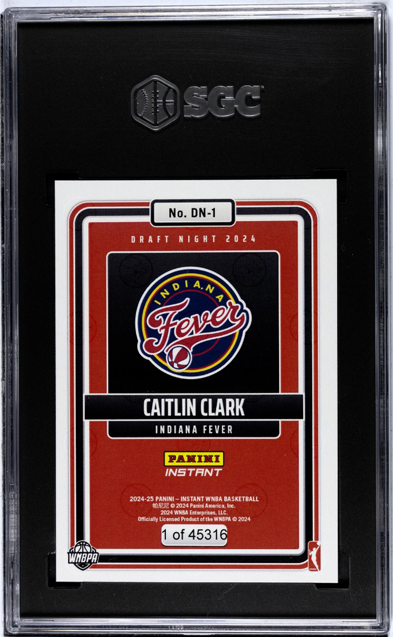 2024 Panini Instant #DN-1 Caitlin Clark Draft Night Rookie SGC 9 Mint 