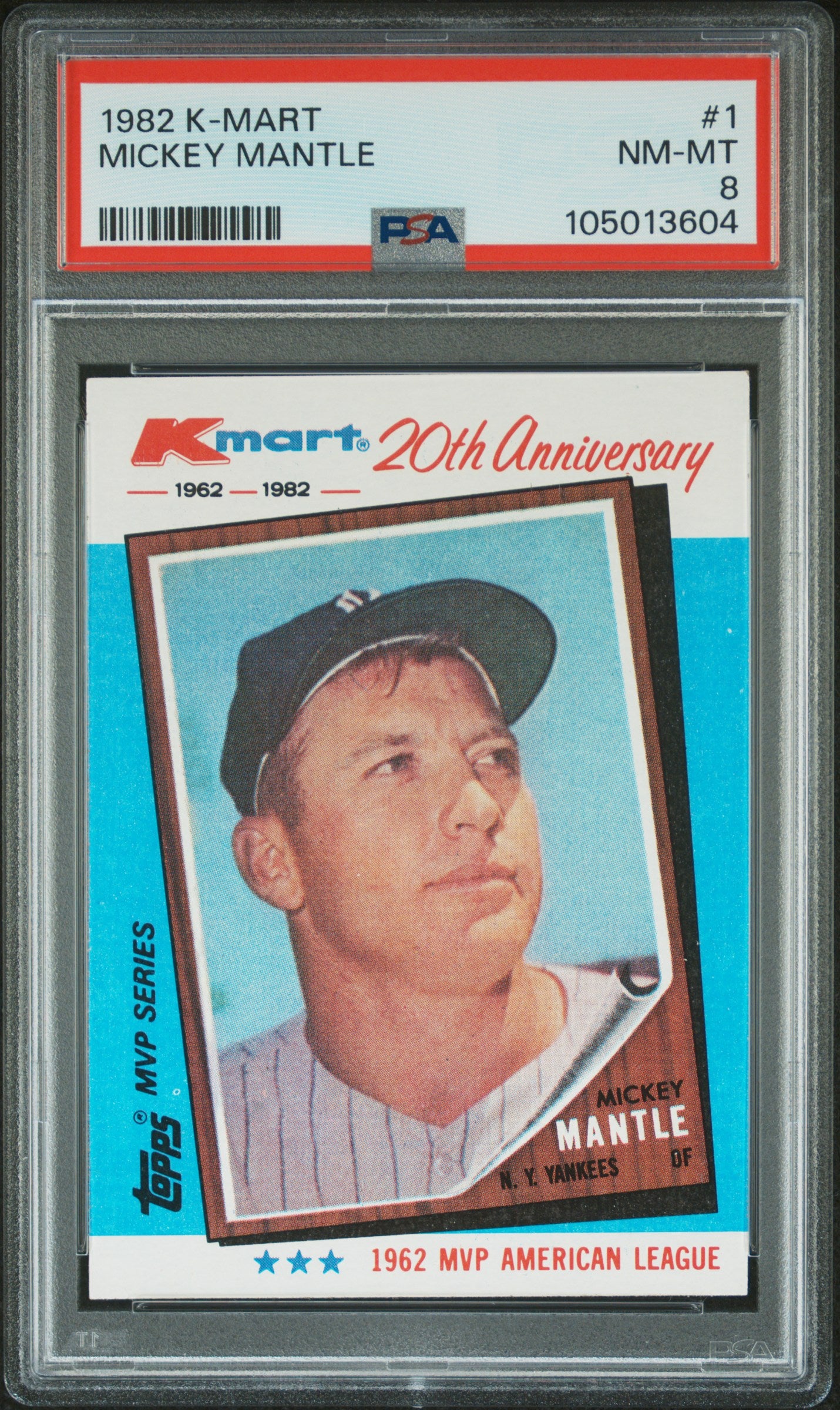 1982 Topps Kmart 20th Anniversary Mickey Mantle #1 PSA 8