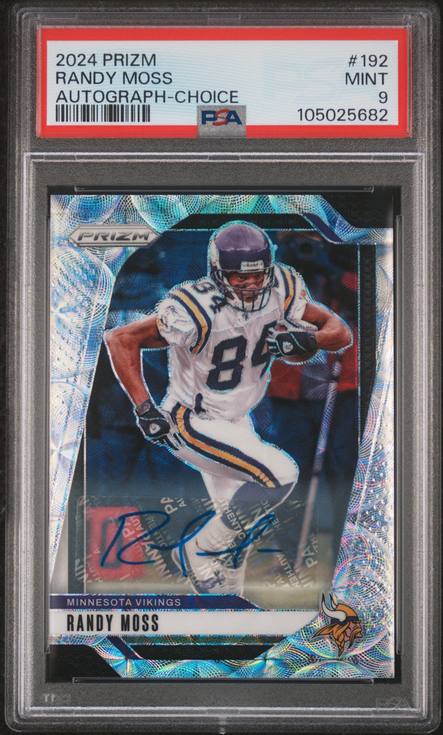2024 Panini Prizm Choice Randy Moss #192 Auto /25 PSA 9