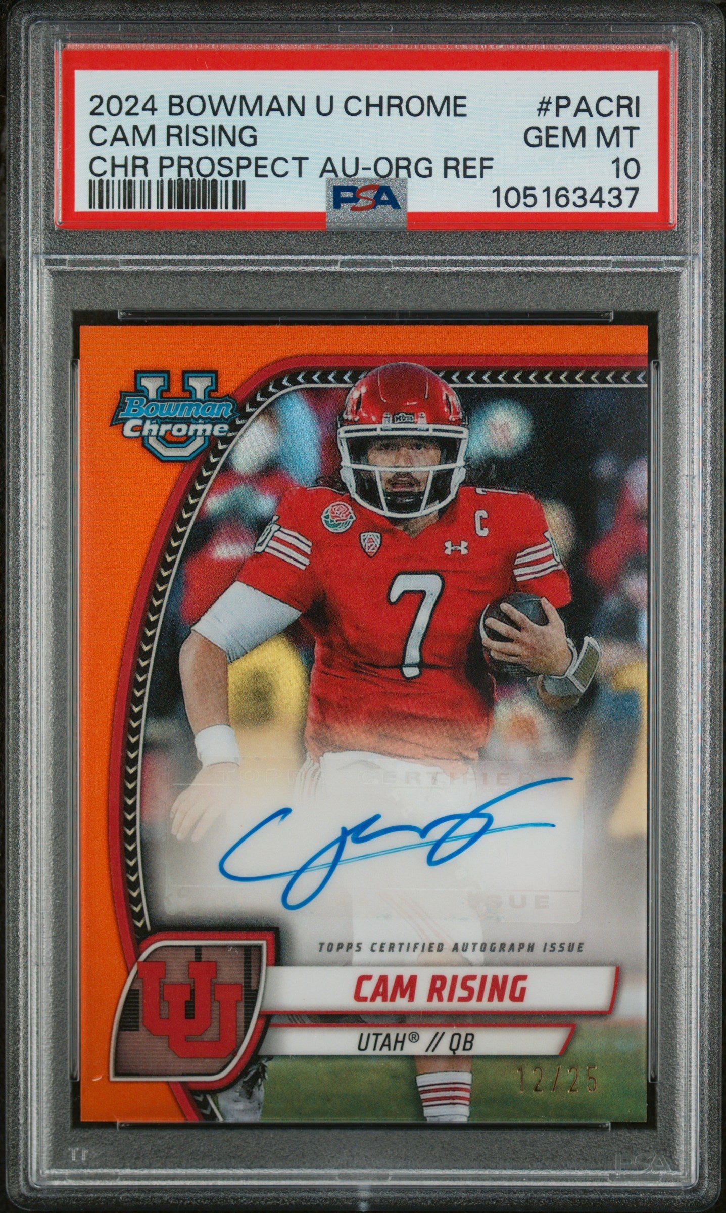 2024 Bowman U Chrome Orange Cam Rising #PA-CRI Auto /25 PSA 10