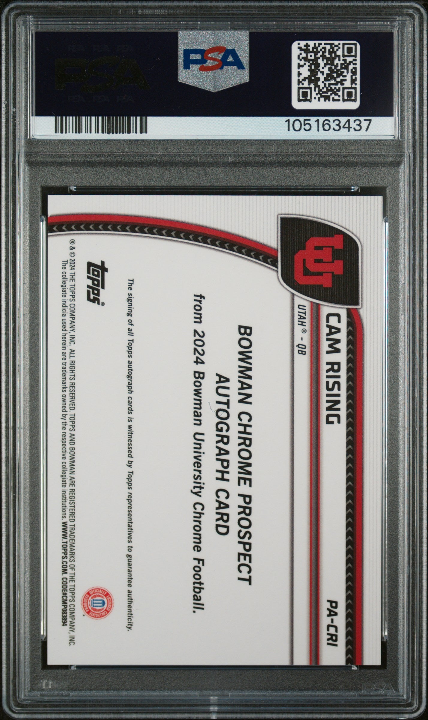 2024 Bowman U Chrome Orange Cam Rising #PA-CRI Auto /25 PSA 10