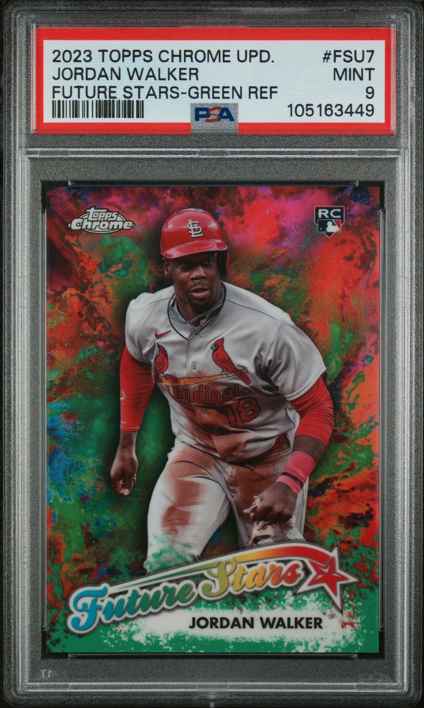 2023 Topps Chrome Update Future Stars Green Refractor Jordan Walker #FSU-7 RC /99 PSA 9