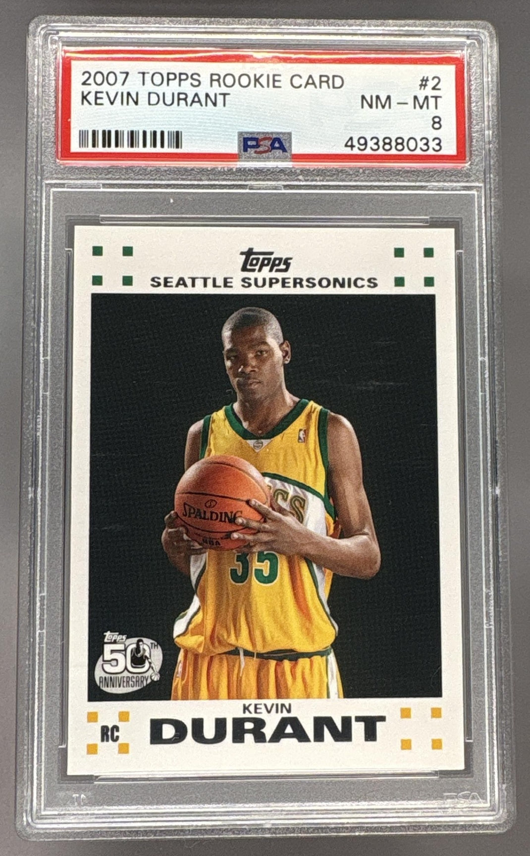 2007 Topps Rookie Card Kevin Durant #2 /14 PSA 8