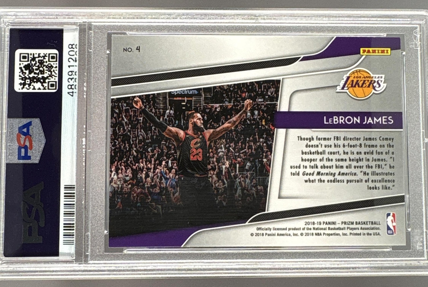 2018 Panini Prizm Get Hyped! LeBron James #4 PSA 10