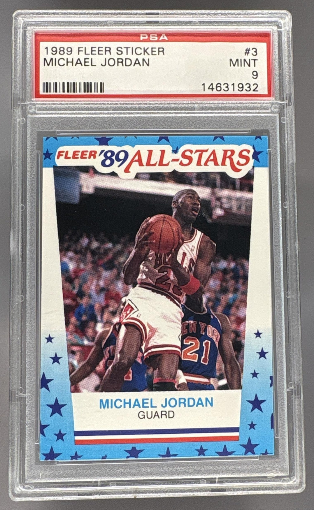 1989 Fleer Sticker All Stars Michael Jordan #3 PSA 9