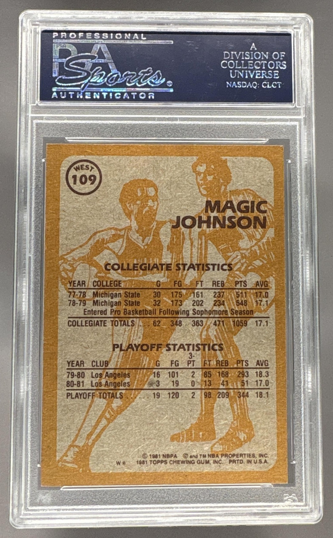 1981 Topps West Magic Johnson #W109 PSA 9