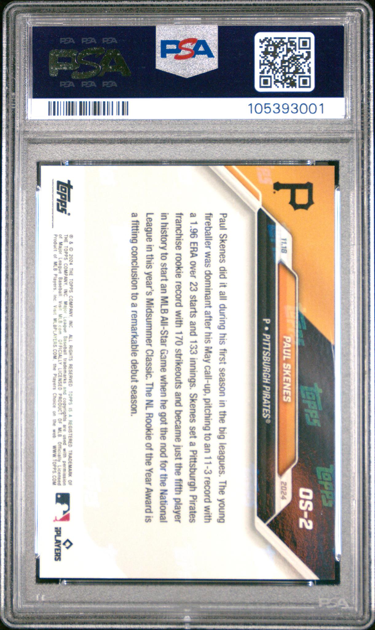 2024 Topps Now Offseason Paul Skenes #OS2 RC PSA 10