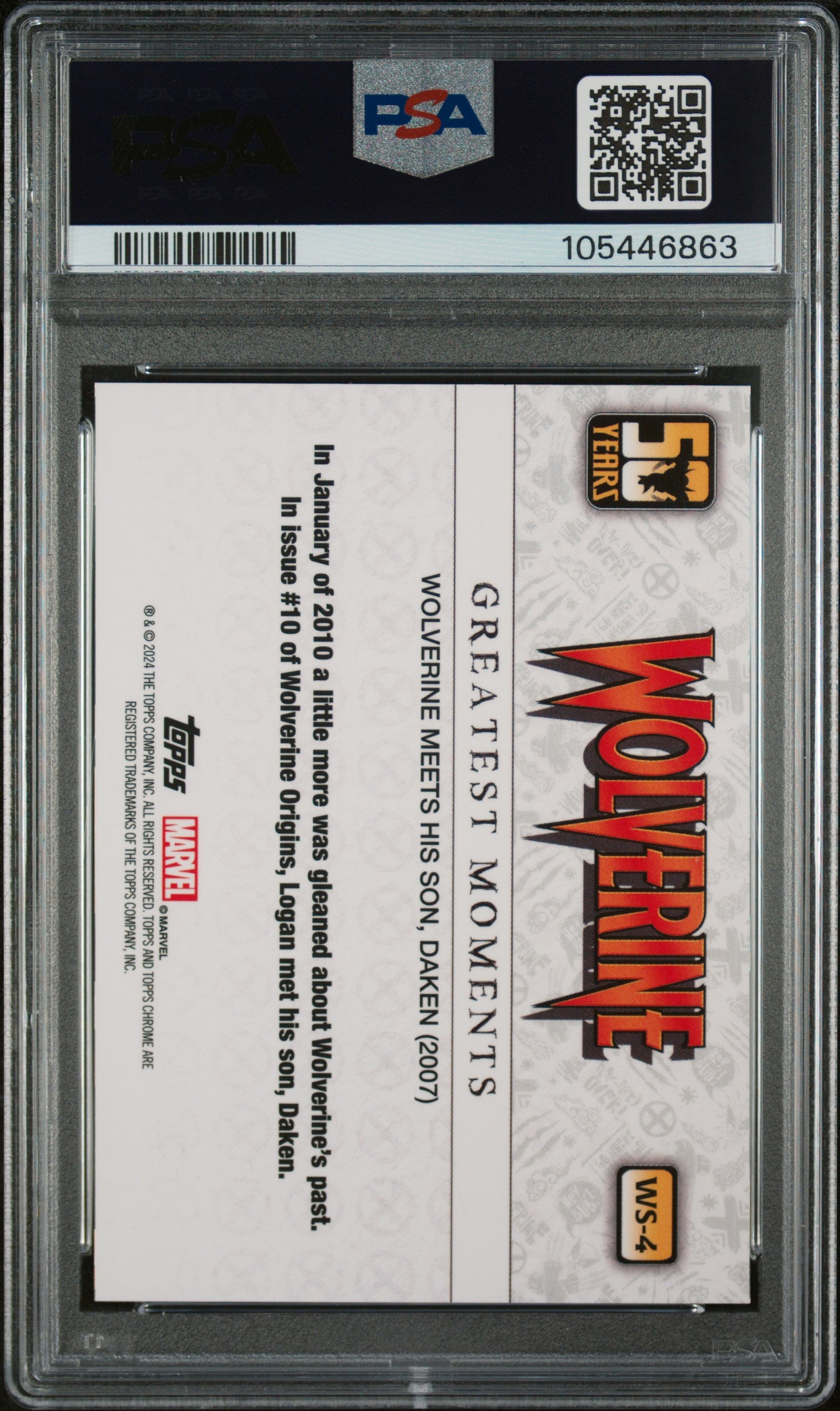 2024 Topps Chrome Uk Sapphire Edition Marvel Wolverine 50th Anniversary Daken/Wolverine #WS4 PSA 9
