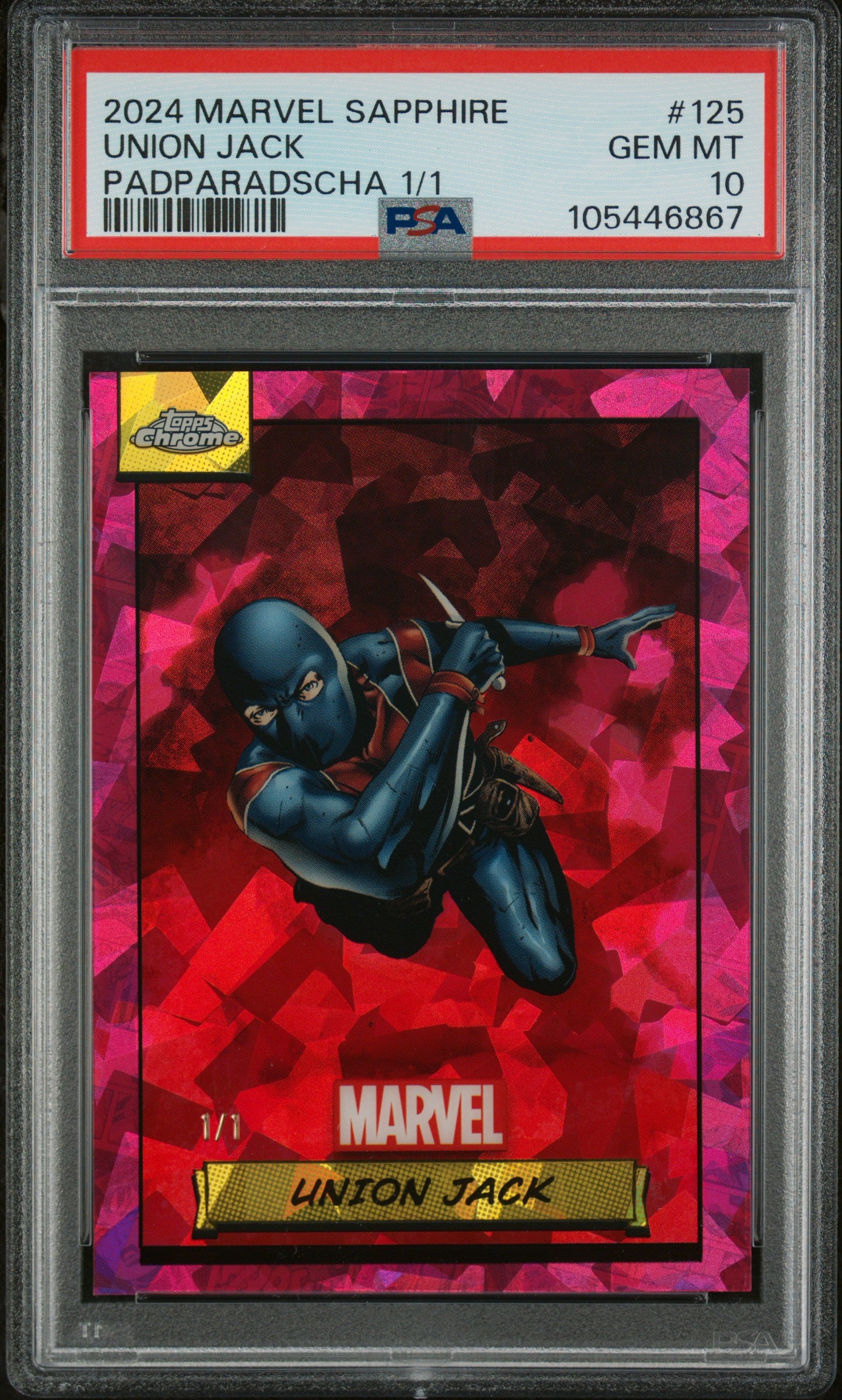2024 Topps Sapphire Padparadscha Union Jack #125 1/1 PSA 10