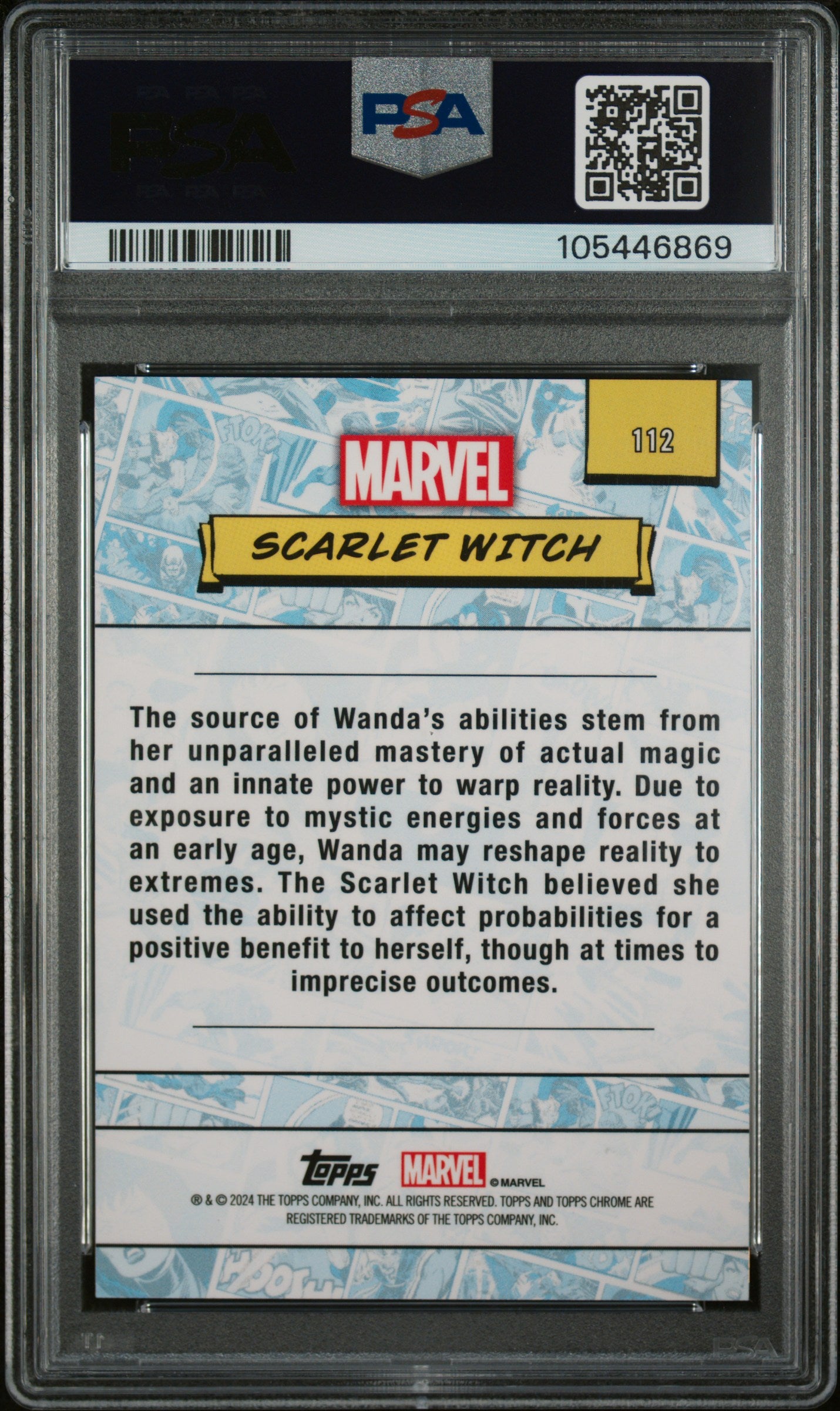 2024 Topps Chrome Sapphire Red Scarlet Witch #112 /5 PSA 10