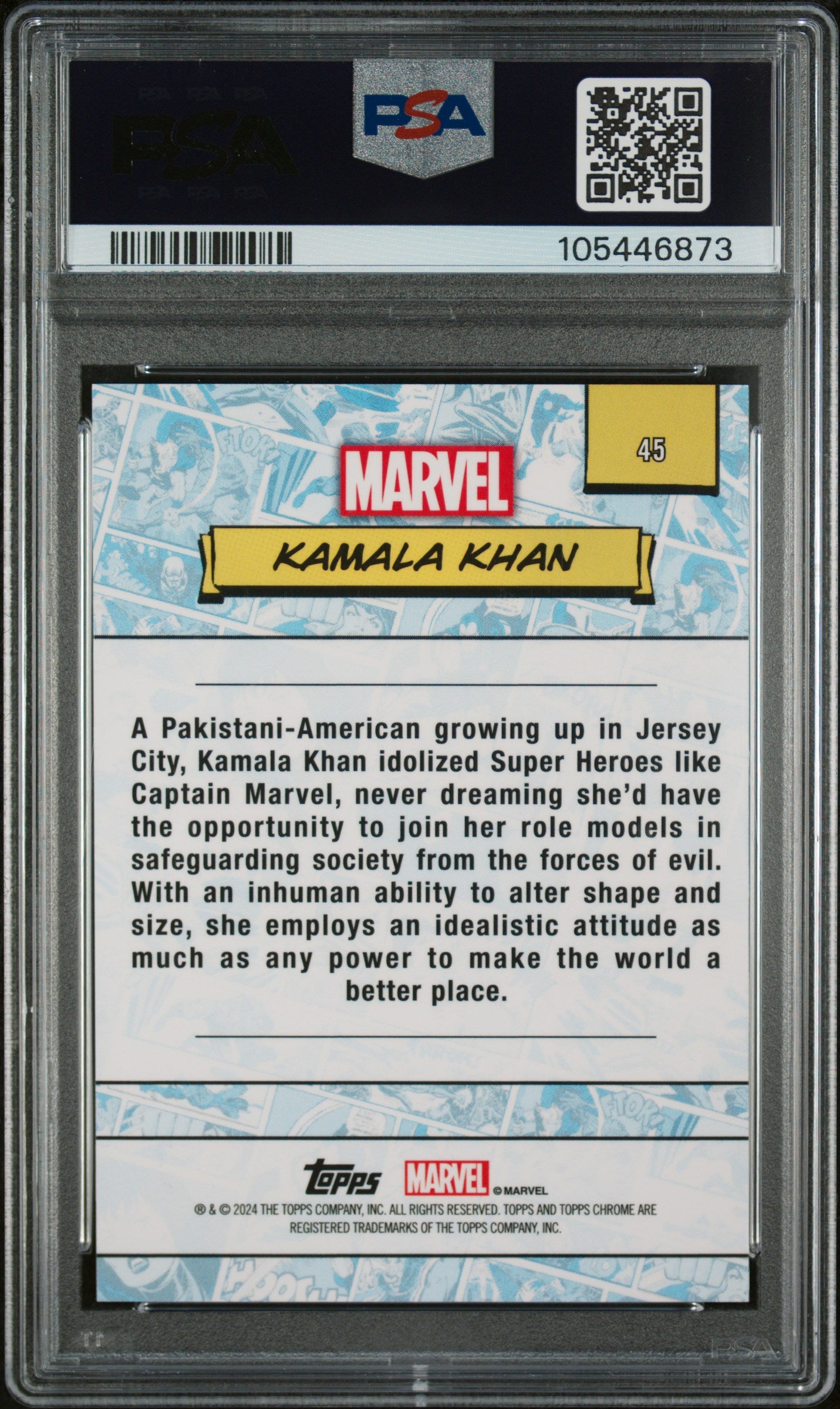 2024 Topps Chrome Sapphire Purple Kamala Khan #45 /10 PSA 10