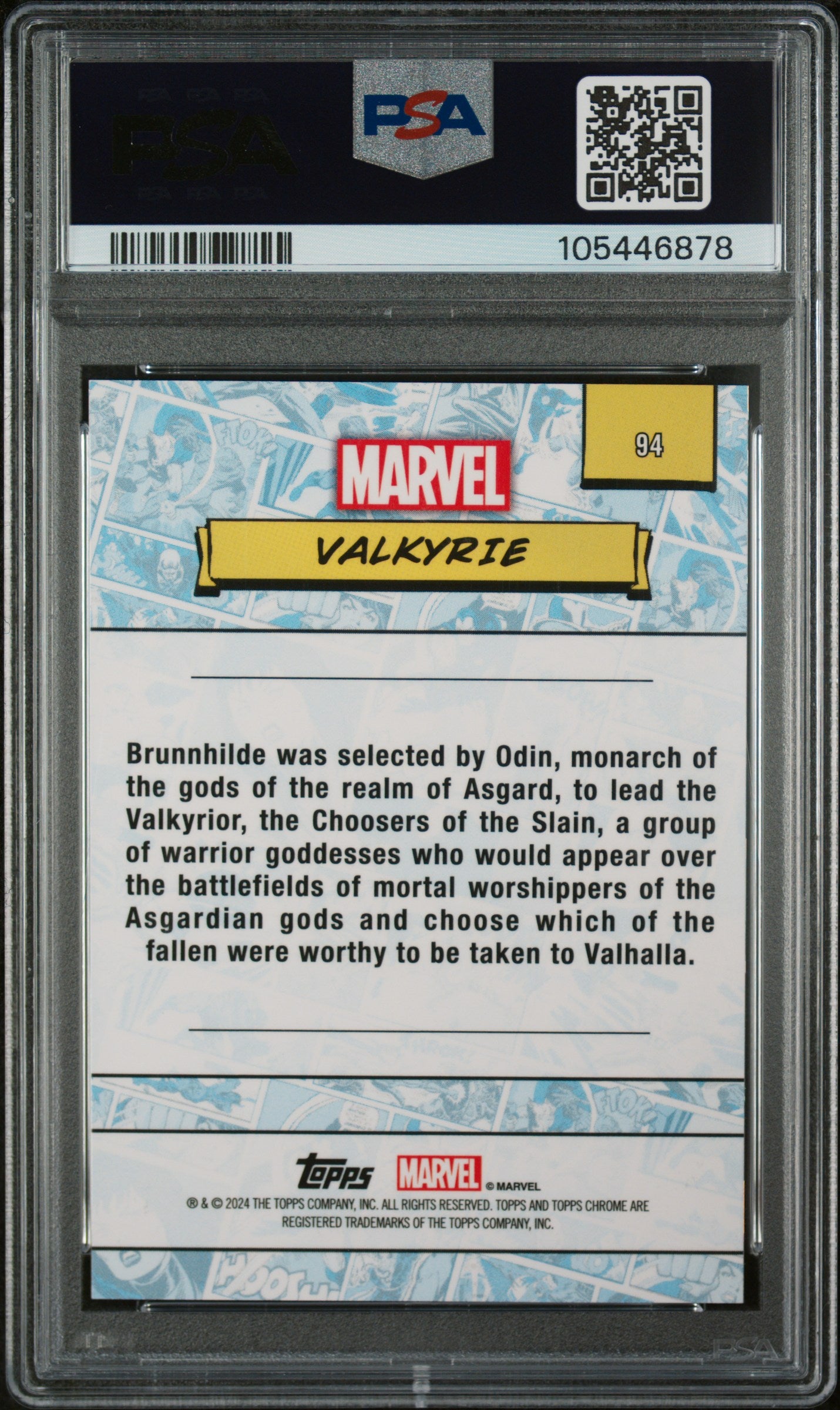 2024 Topps Chrome #94 Valkyrie Marvel Sapphire /25 PSA 9