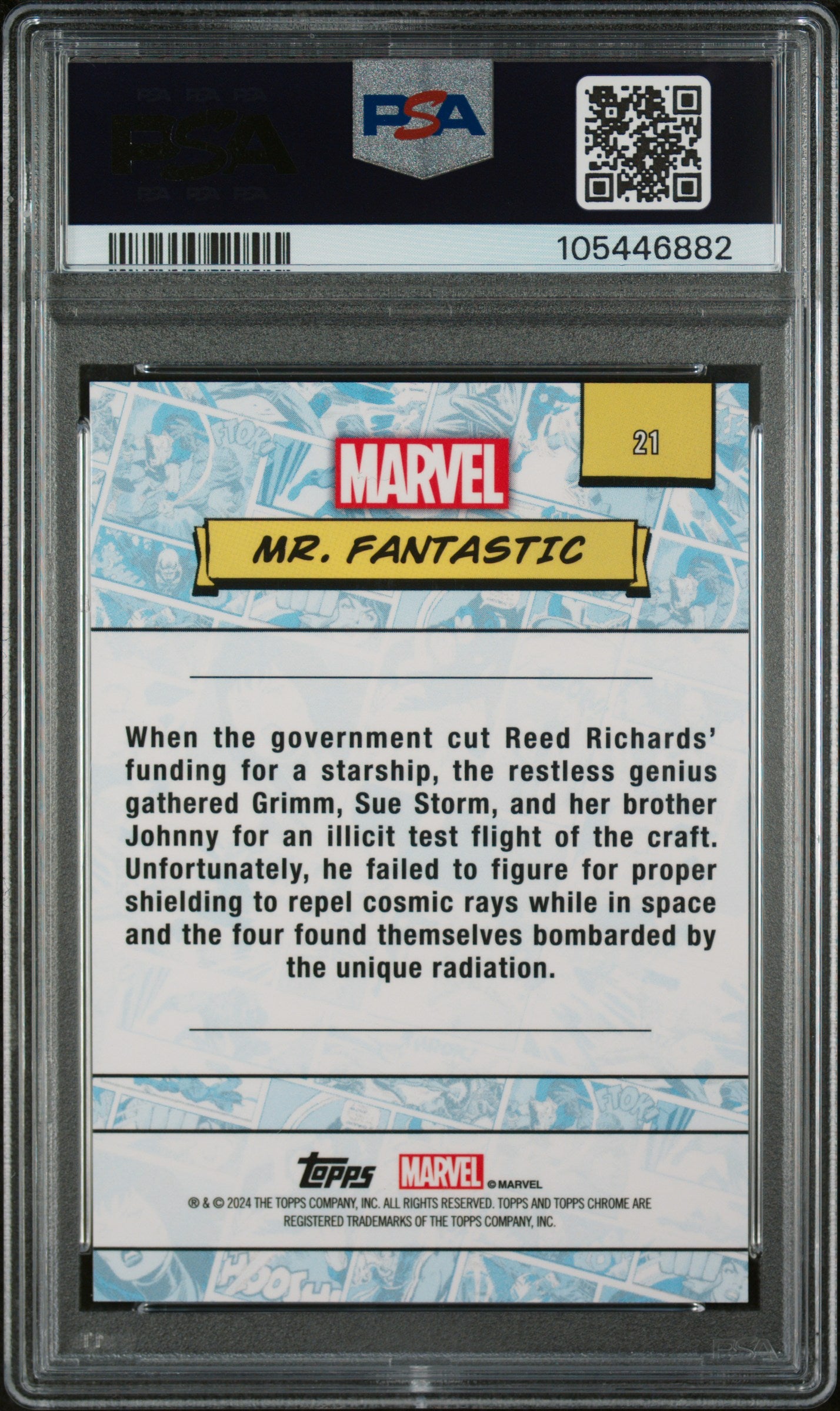 2024 Topps Chrome Marvel Sapphire Edition Gold Mr. Fantastic #21 /50 PSA 9