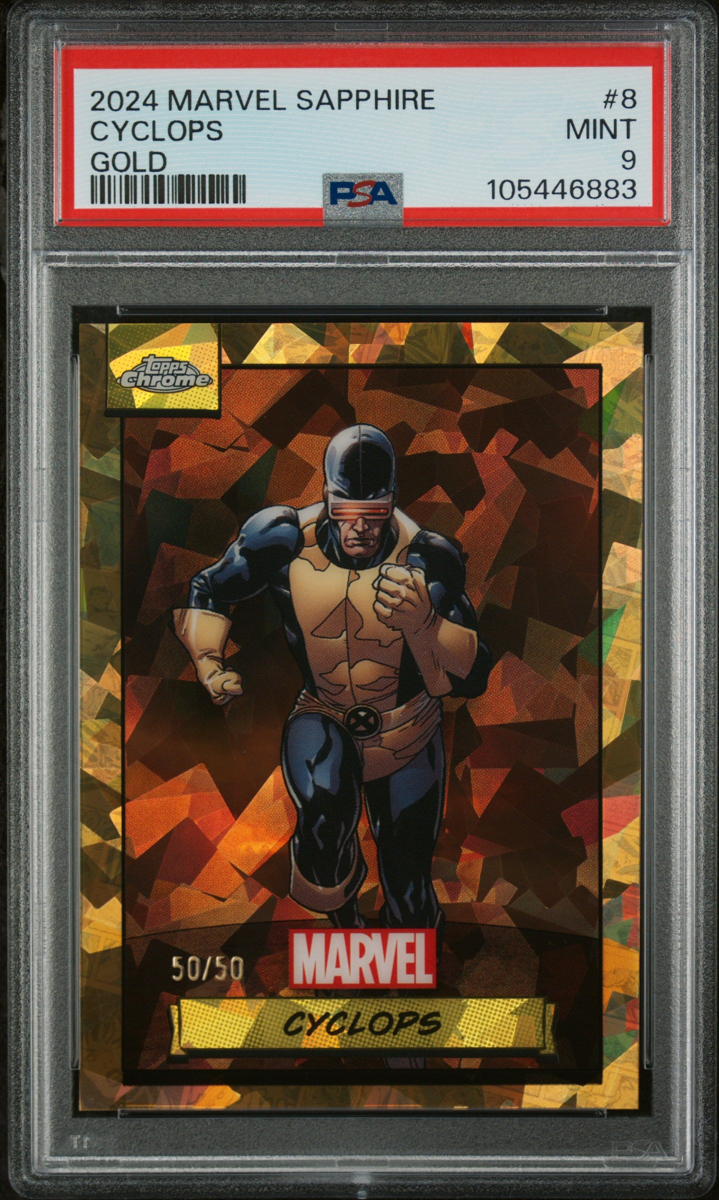 2024 Topps Chrome Marvel Sapphire Edition Gold Cyclops #8 50/50 PSA 9