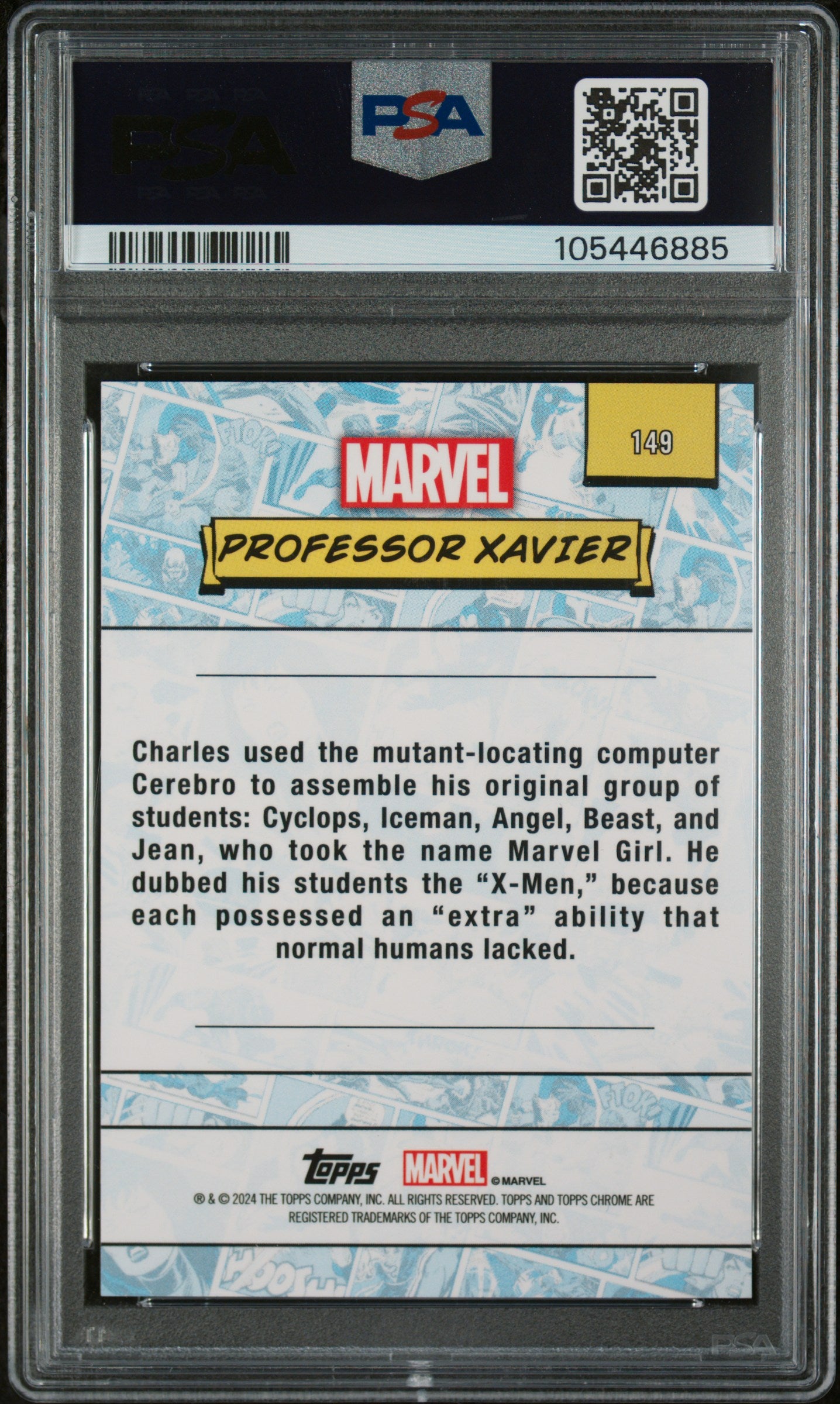 2024 Topps Chrome Marvel Sapphire Edition Gold Professor Xavier #149 /50 PSA 10