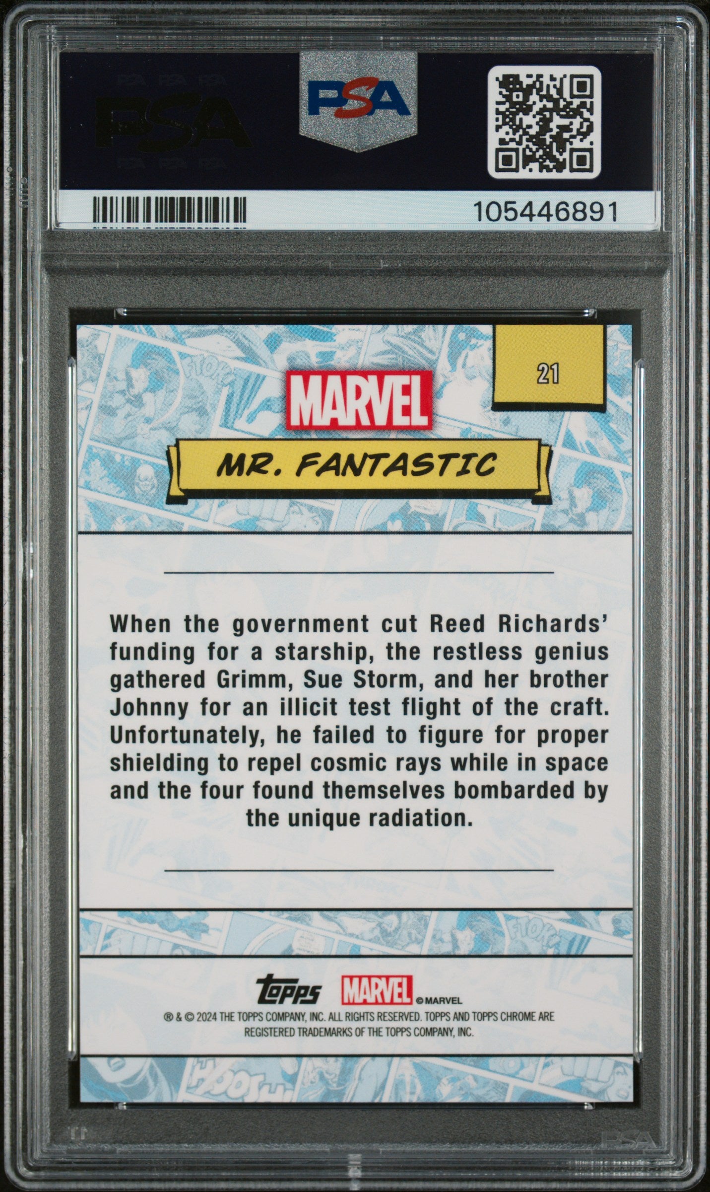 2024 Topps Chrome Marvel Sapphire Edition Yellow Mr. Fantastic #21 /75 PSA 10