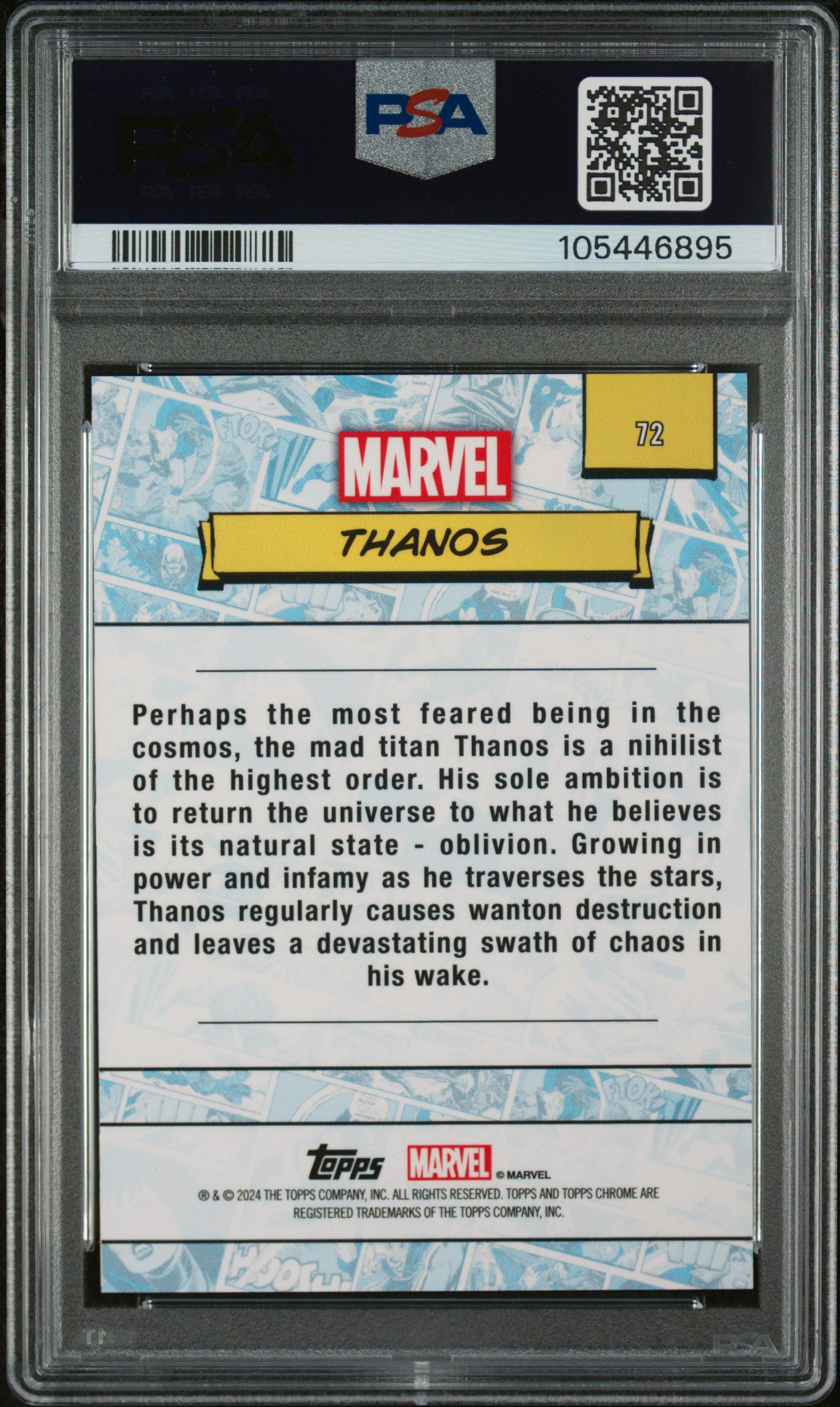 2024 Topps Chrome #72 Thanos Sapphire /75 PSA 10