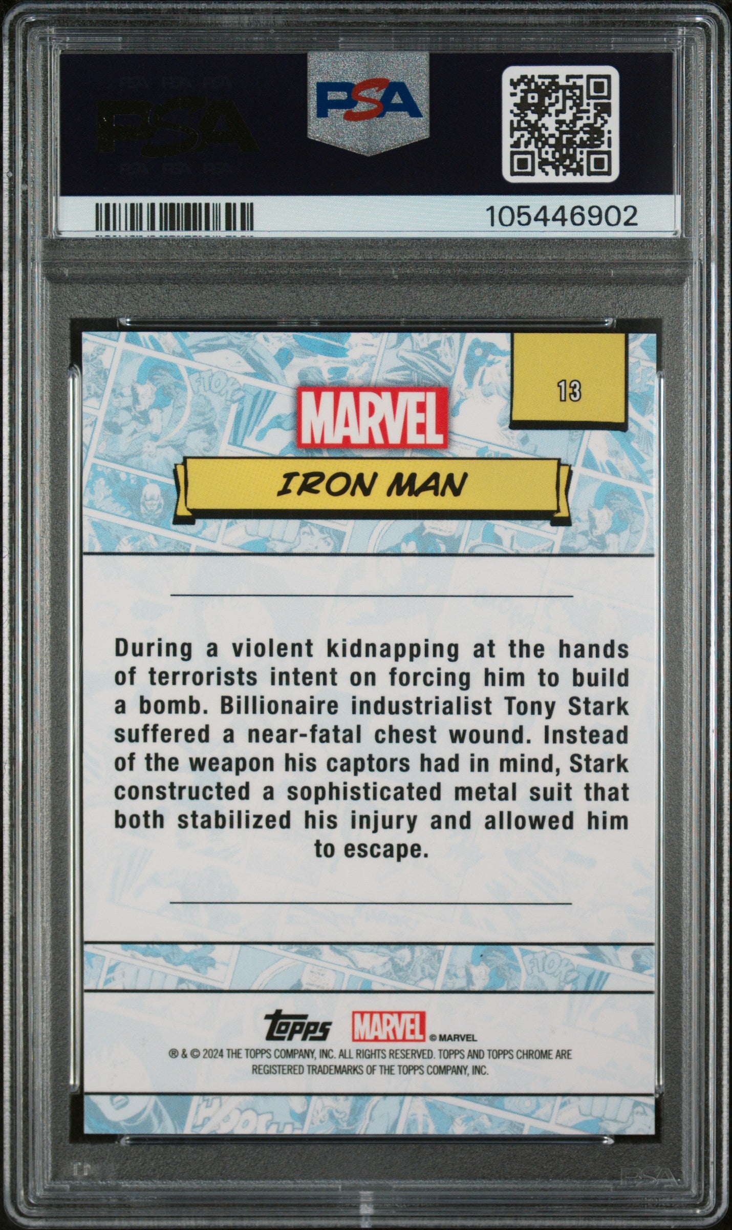 2024 Topps Chrome Marvel Sapphire Edition Green Iron Man #13 /99 PSA 9