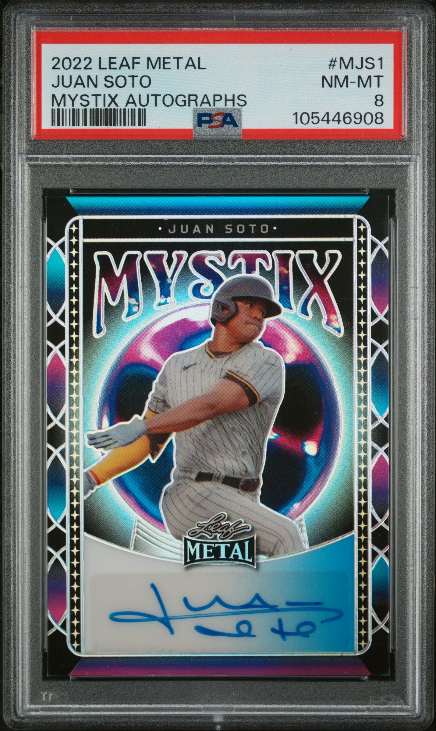 2022 Leaf Metal Mystix Autographs Juan Soto #M-JS1 Auto /10 PSA 8