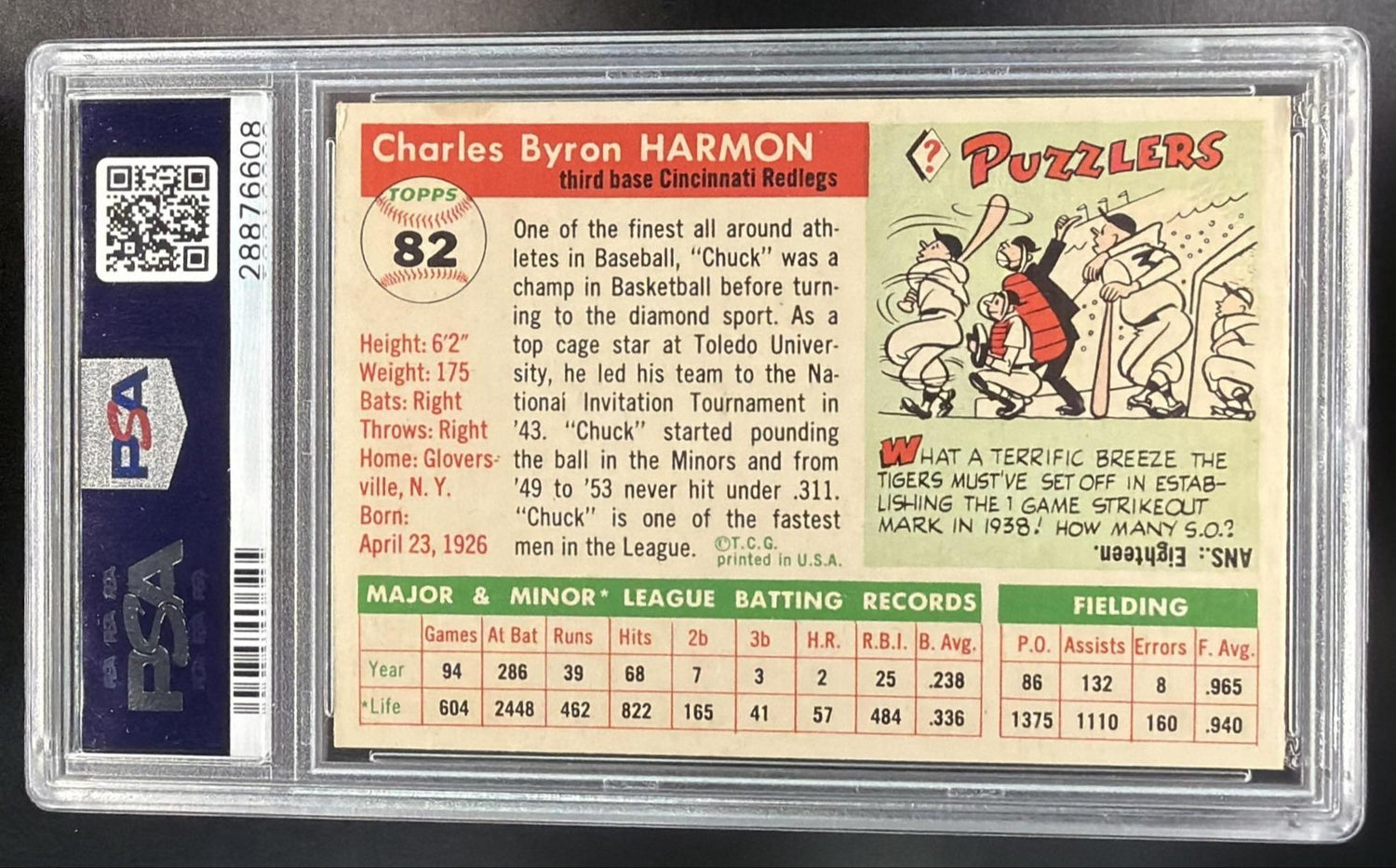 1955 Topps Chuck Harmon #82 PSA 7