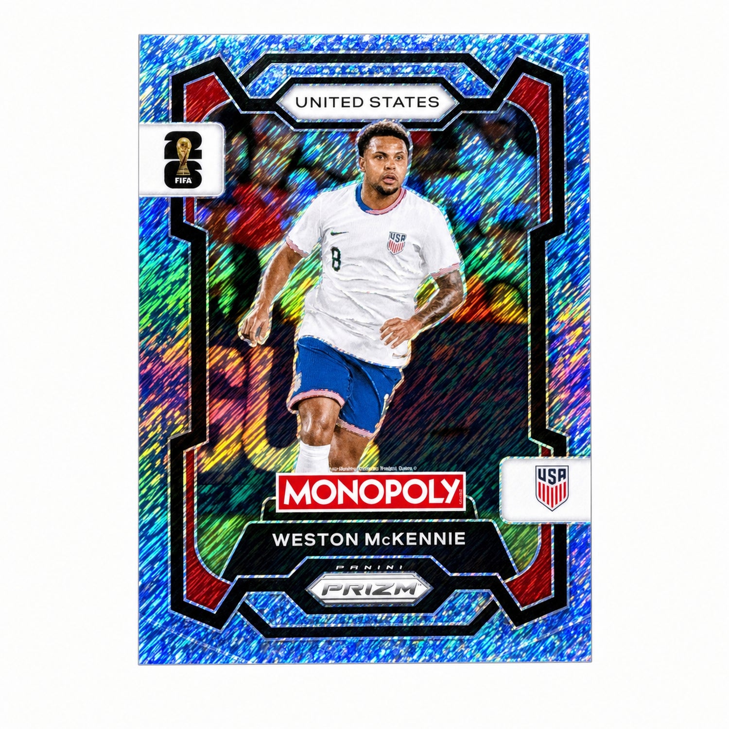 2026 Prizm Monopoly World Cup Weston McKennie #50 Blue Big Money Shimmer /10