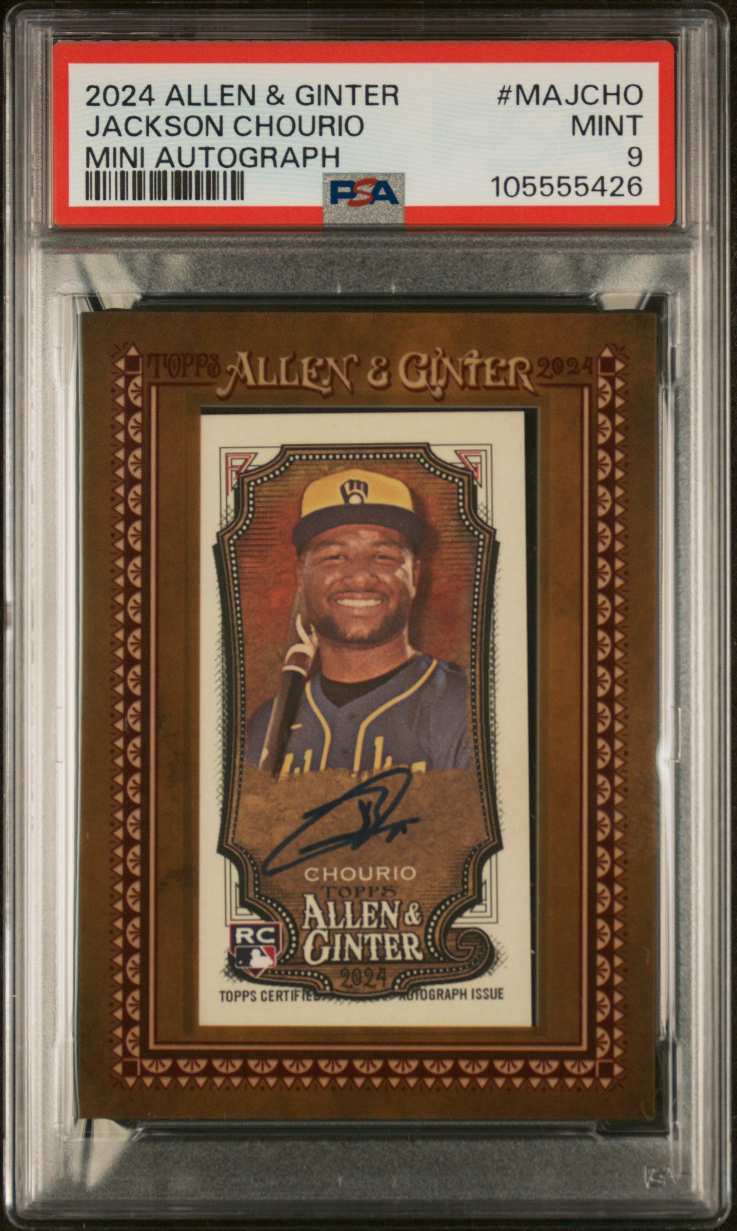 2024 Topps Allen & Ginter Mini Jackson Chourio #MAJCHO RC Auto PSA 9