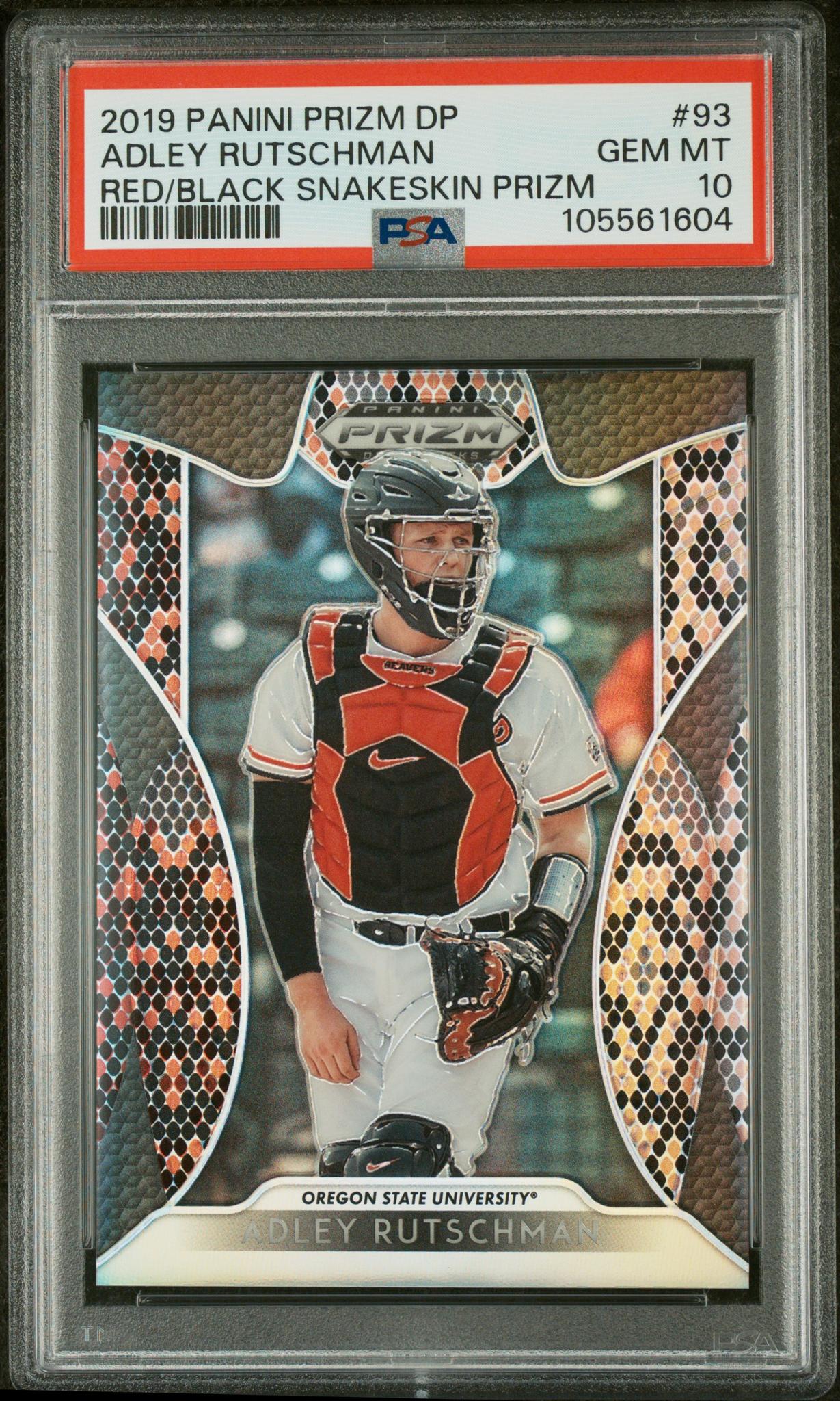 2019 Panini Prizm Draft Picks Red/Black Snakeskin Adley Rutschman #93 PSA 10