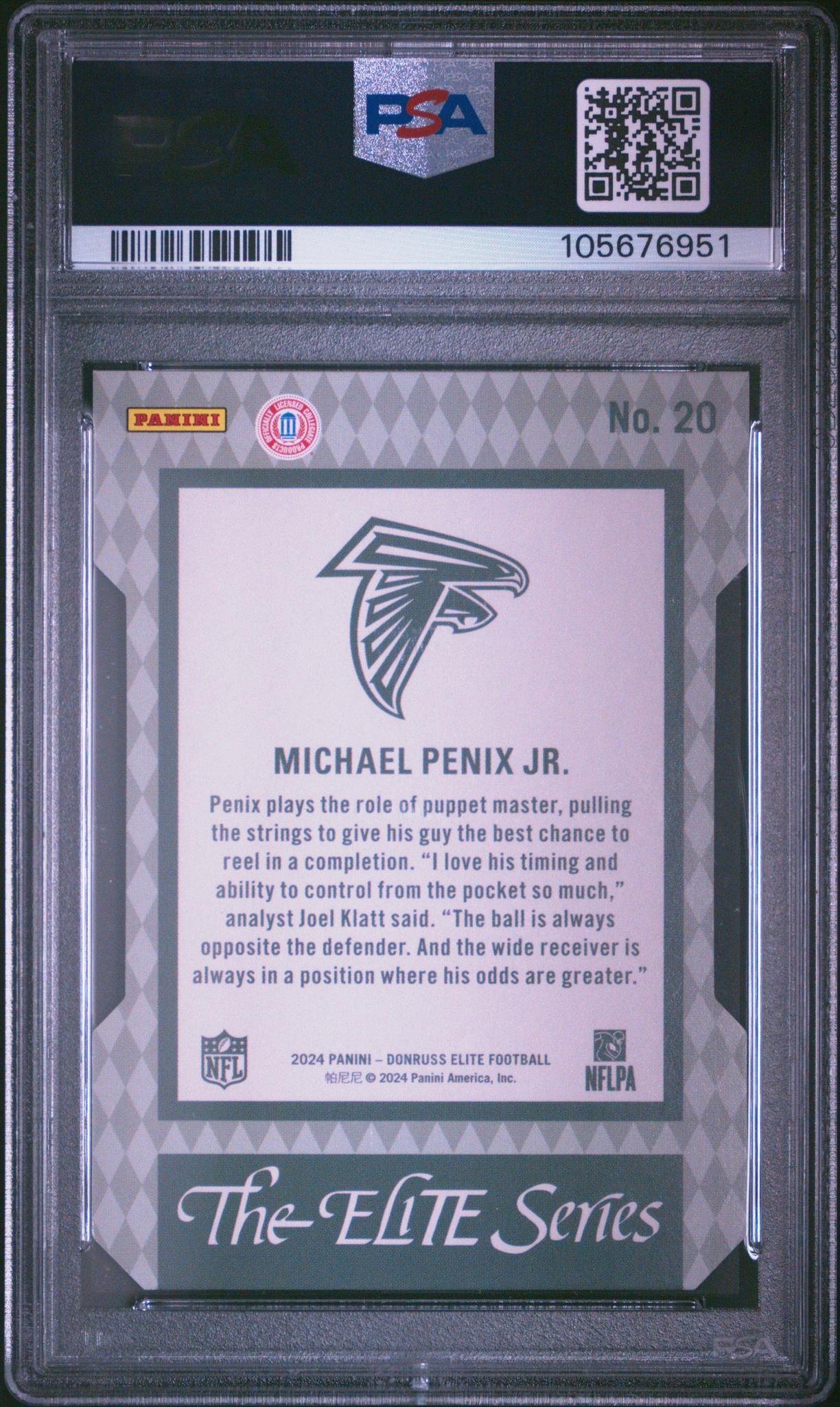 2024 Donruss Elite '92 Elite Rks Status D/C Grn Michael Penix Jr #20 RC /7 PSA 9