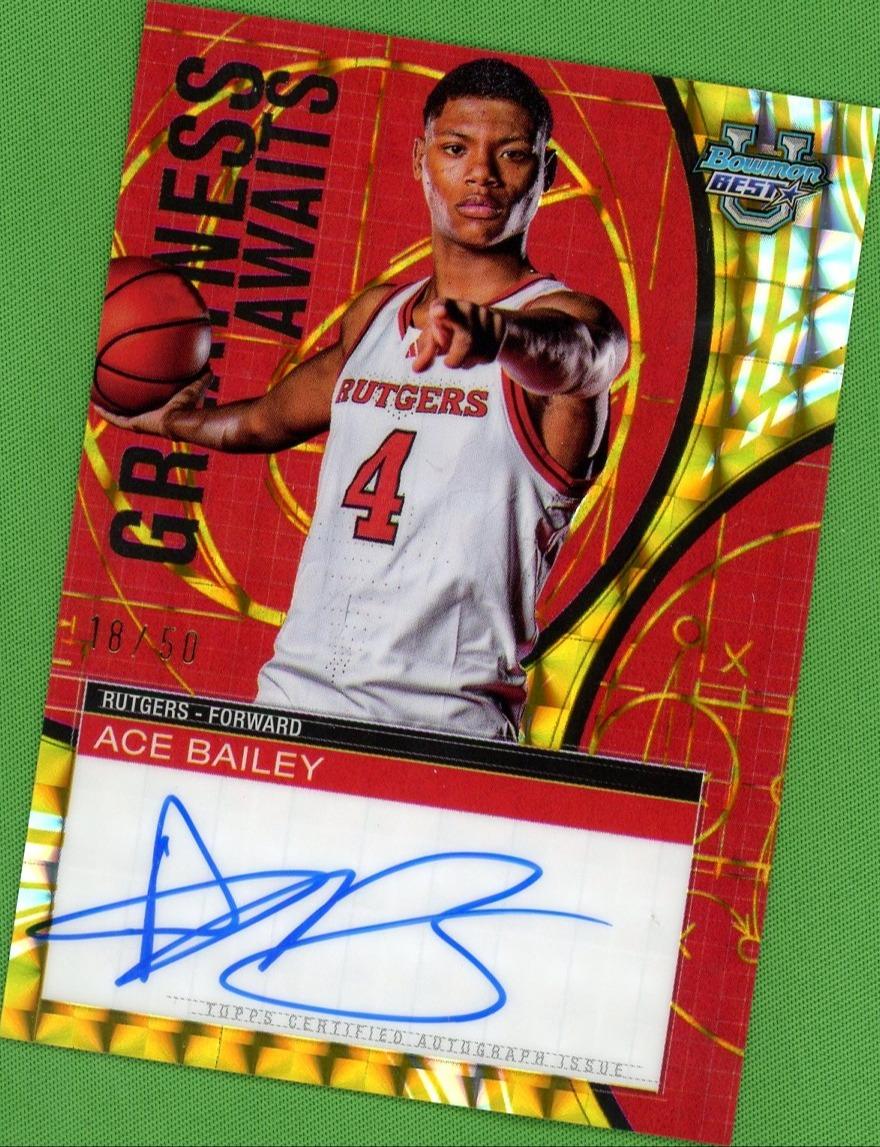 2025 Bowman Best Ace Bailey Greatness Awaits Gold Geometric Auto /50